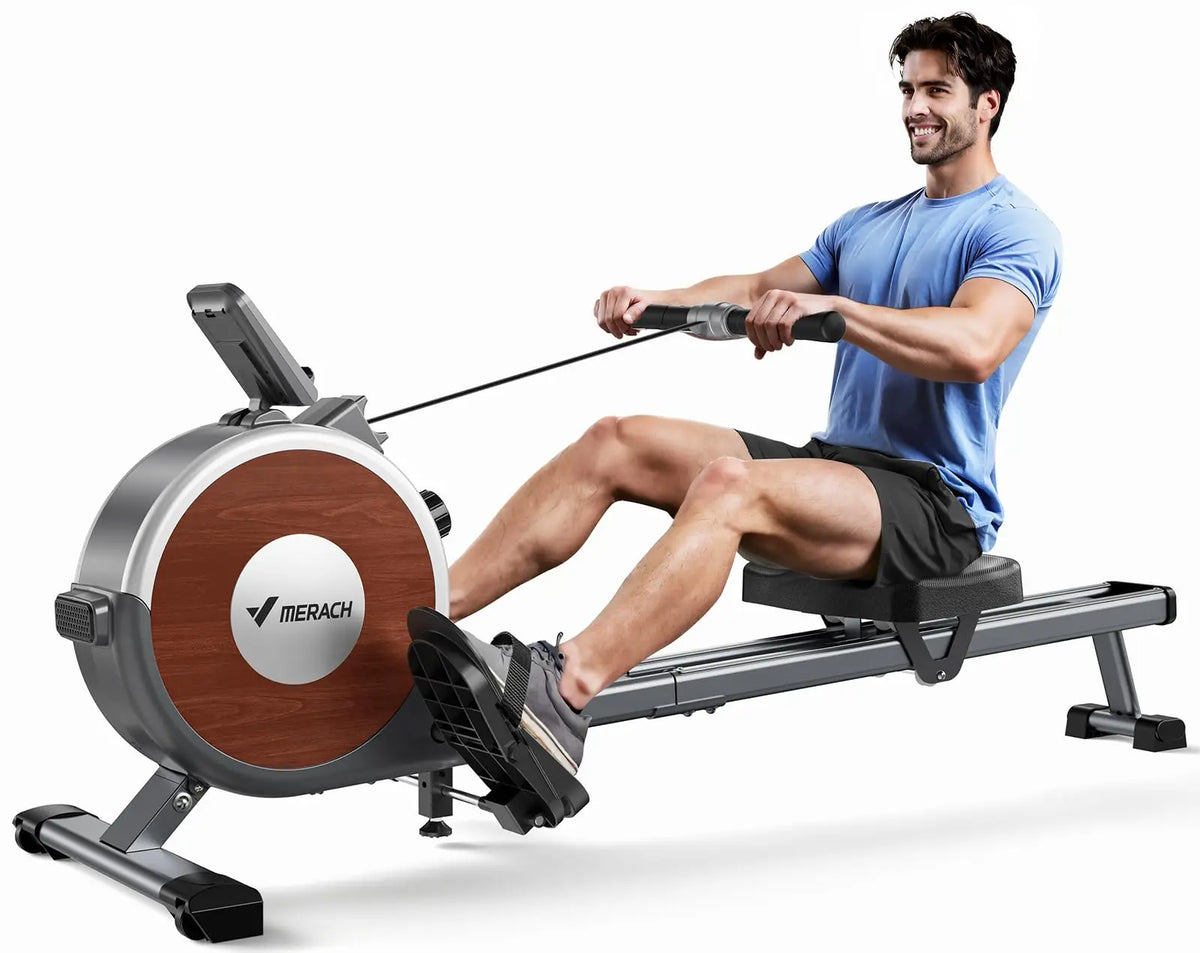 Merach Magnetic Rowing Machine With Dual Slide Rail And Bluetooth Monitor