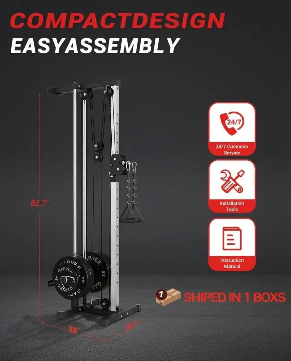 HiMISS Wall Mount Cable Station Dual Pulley Crossover Lat Pulldown
