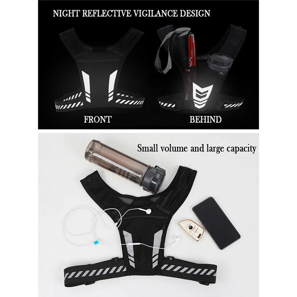 Unisex Reflective Mesh Running Phone Holder Vest With Adjustable Buckle