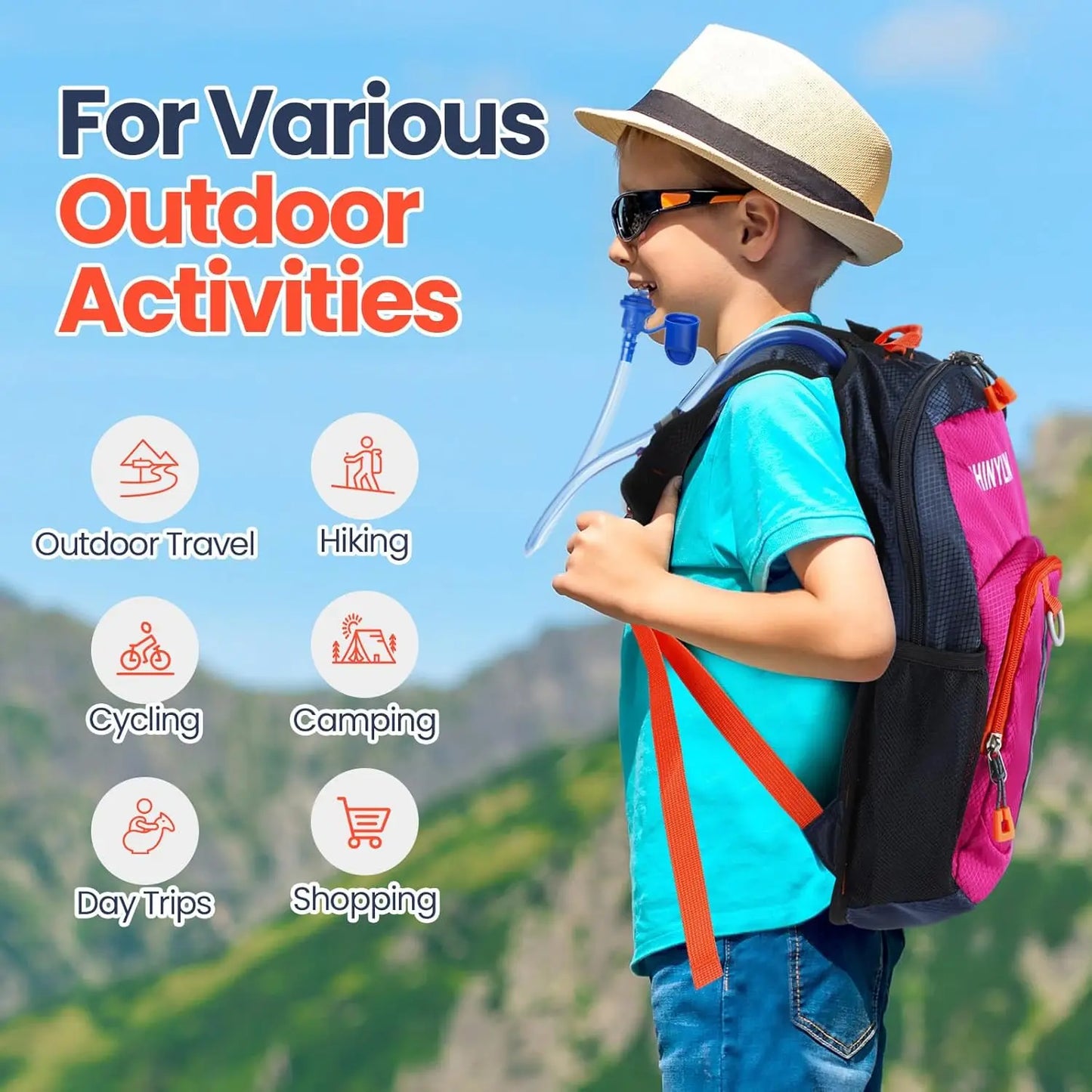 Kids Hydration Backpack for Boys and Girls Leakproof and Adjustable