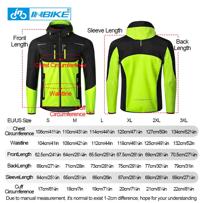 INBIKE Men's Windproof Waterproof Thermal Cycling Jacket With Reflective Stripes