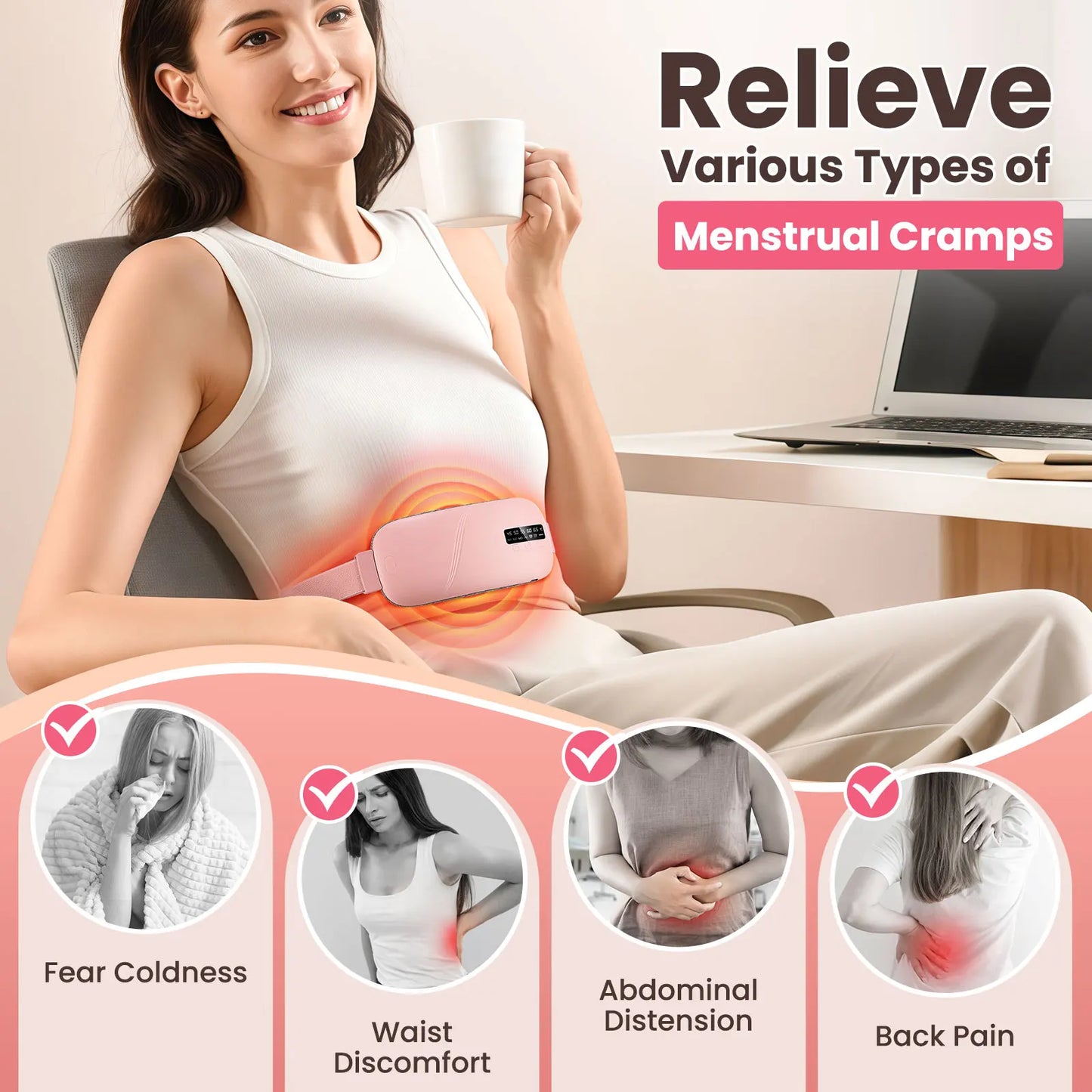 Portable Menstrual Heating Pad Massager Belt for Period Relief