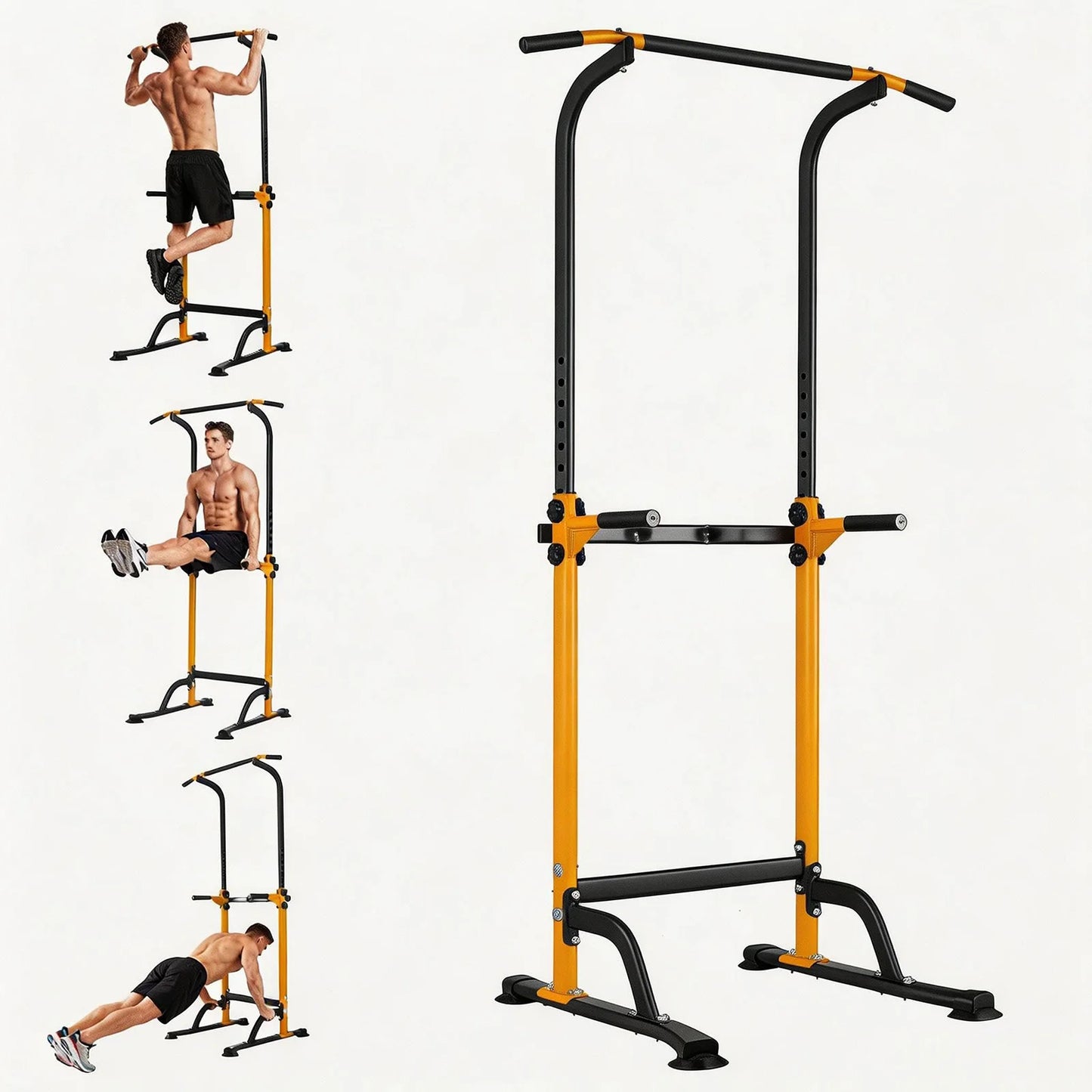 Multi-Function Power Tower Dip Station With Pull Up Bar, 10-Level Height Adjustable, 330LBS Steel Home Gym Equipment