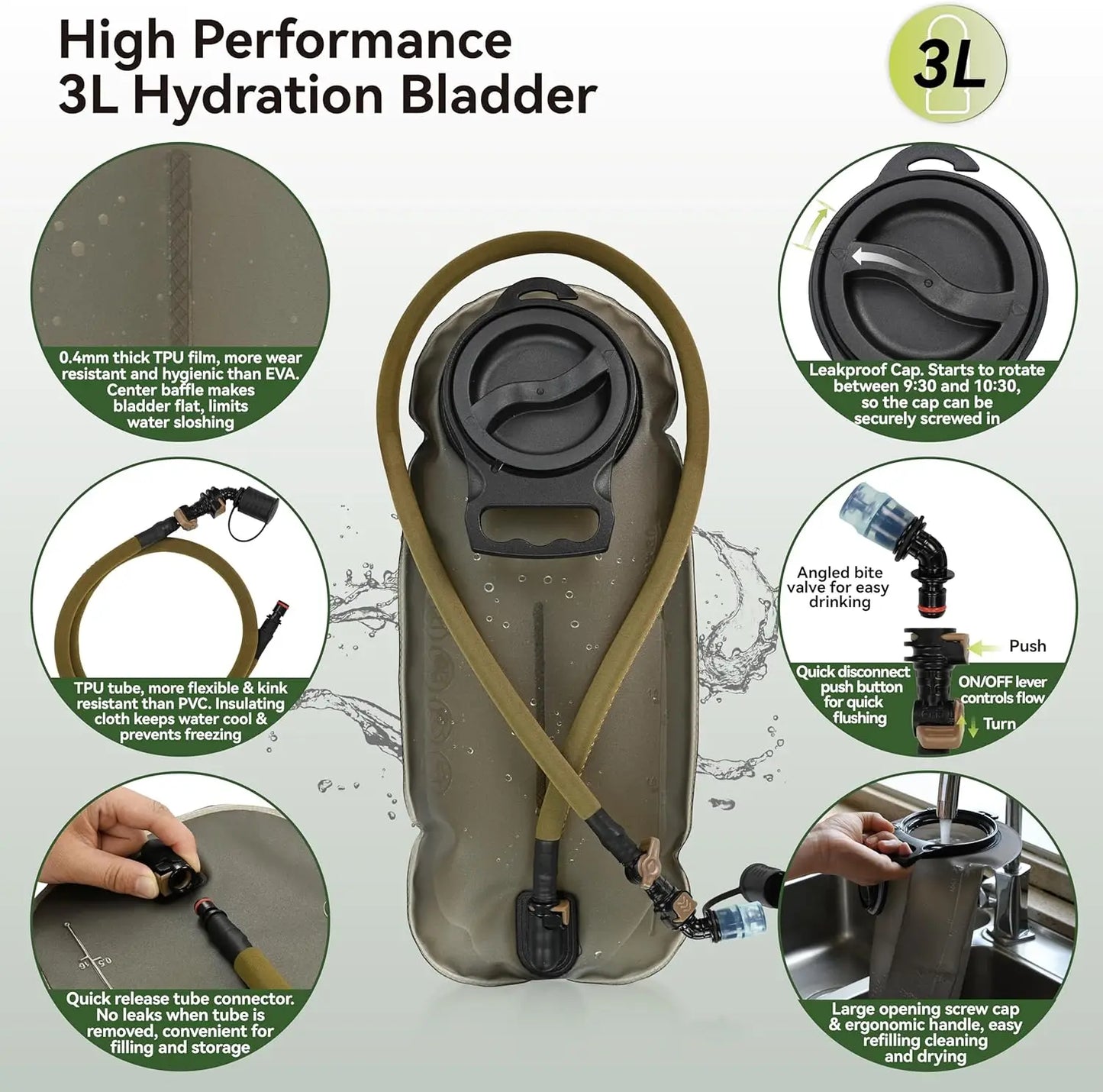 Military Molle Hydration Pack With Water Bladder For Outdoors