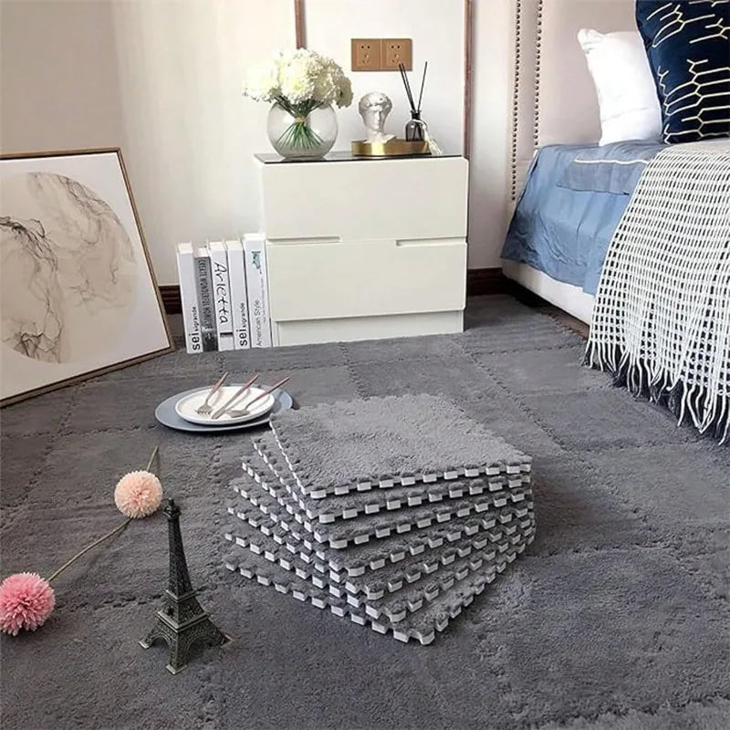24Pcs 11.8" Interlocking Plush Foam Gym Floor Mats, Thick Shock-Absorbing Exercise Carpet Tiles, Non-Slip Puzzle Workout Flooring For Home Gym, Yoga, Fitness, Noise Reduction