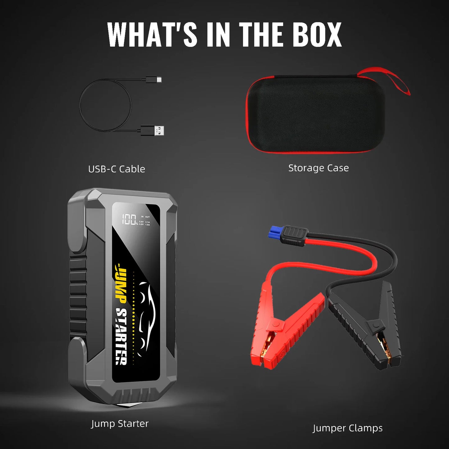 Car Jump Starter 5000A, Jump Starter Battery Pack (Up to 8L Gas & 7L Diesel Engines),20000mAh Battery Jumper Charger, Power Bank