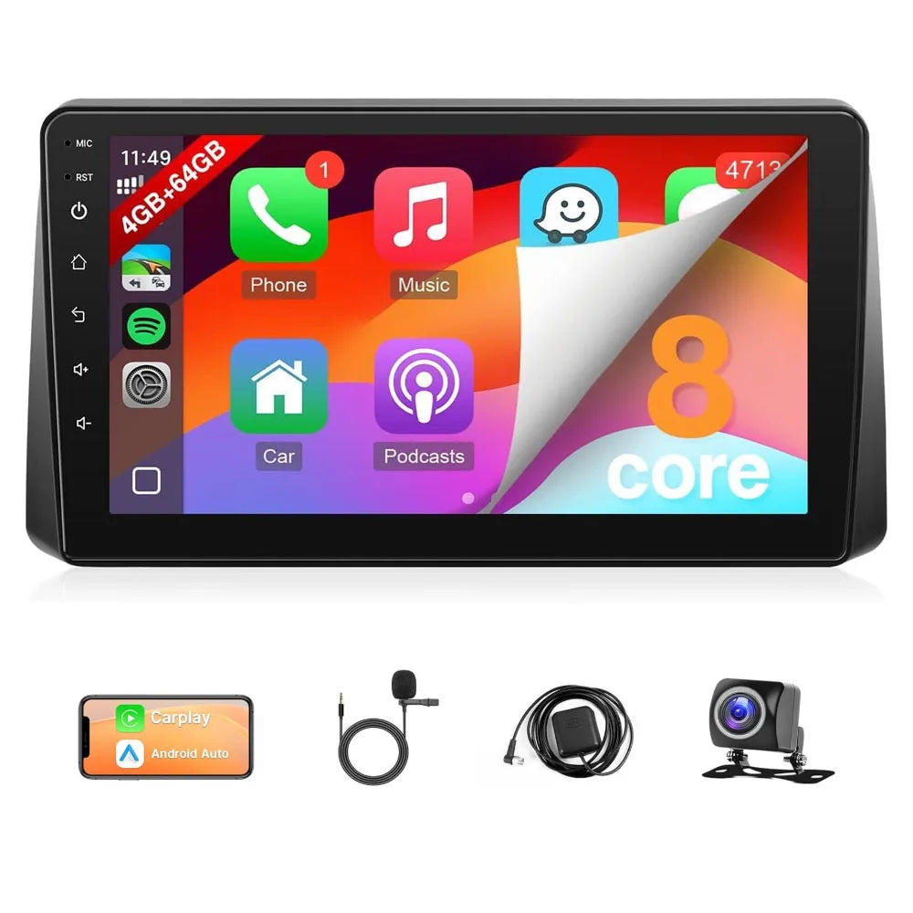 9inch Android 15 Touch Car GPS Navigation Stereo Radio Multimedia Video Player For Dodge Grand Caravan 2011-2020 Chrysler Town Country 2011-2016 Grand Voyager 2011-2015 Support Wireless CarPlay Bluetooth FM RDS WiFi SWC Mirro