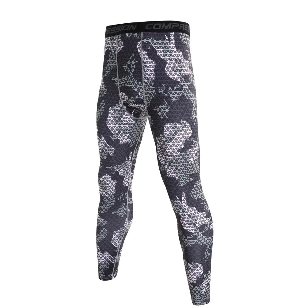 Camouflage Running Leggings For Men Quick Dry Compression Tights