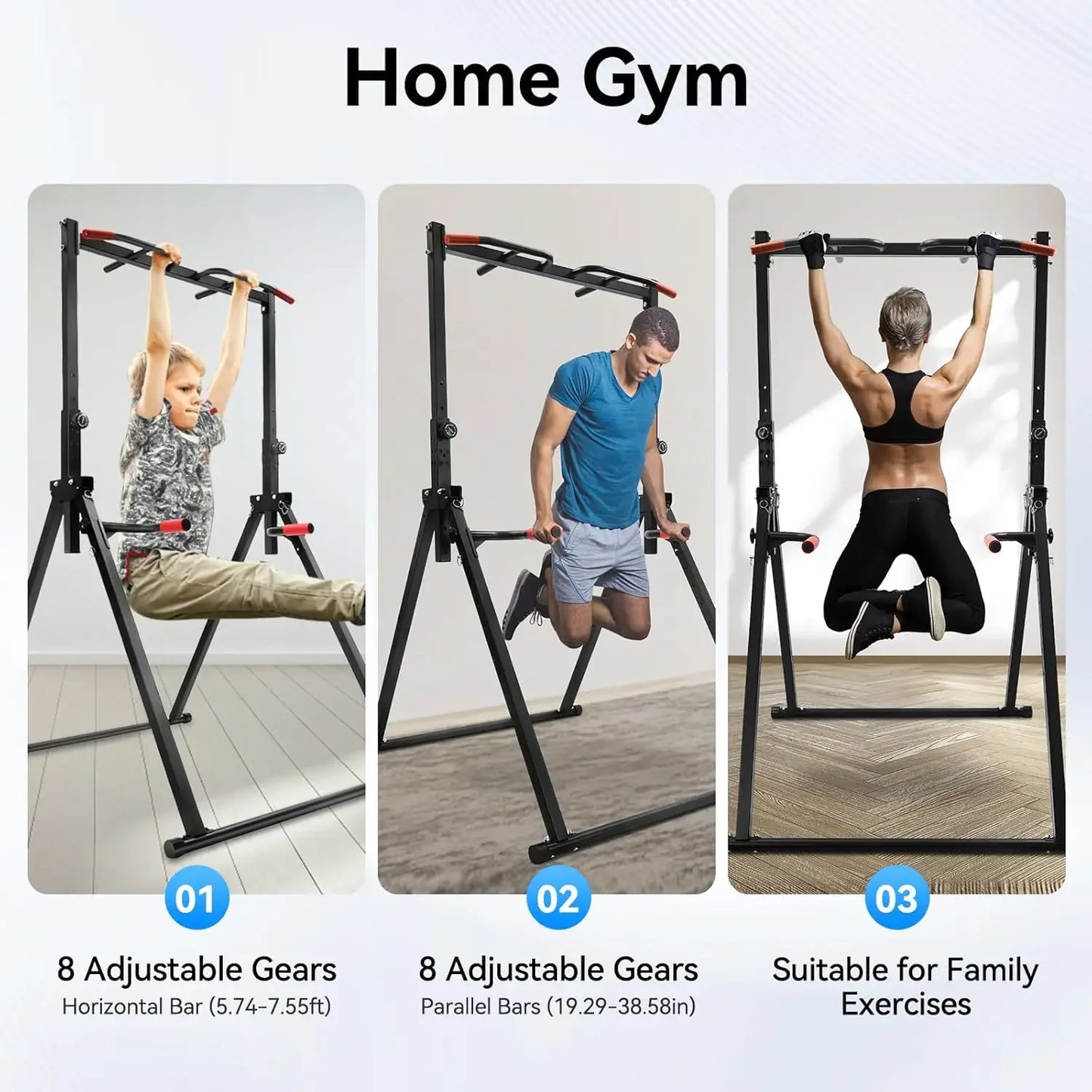 Pull Up Bar Dip Station Power Tower For Home Fitness