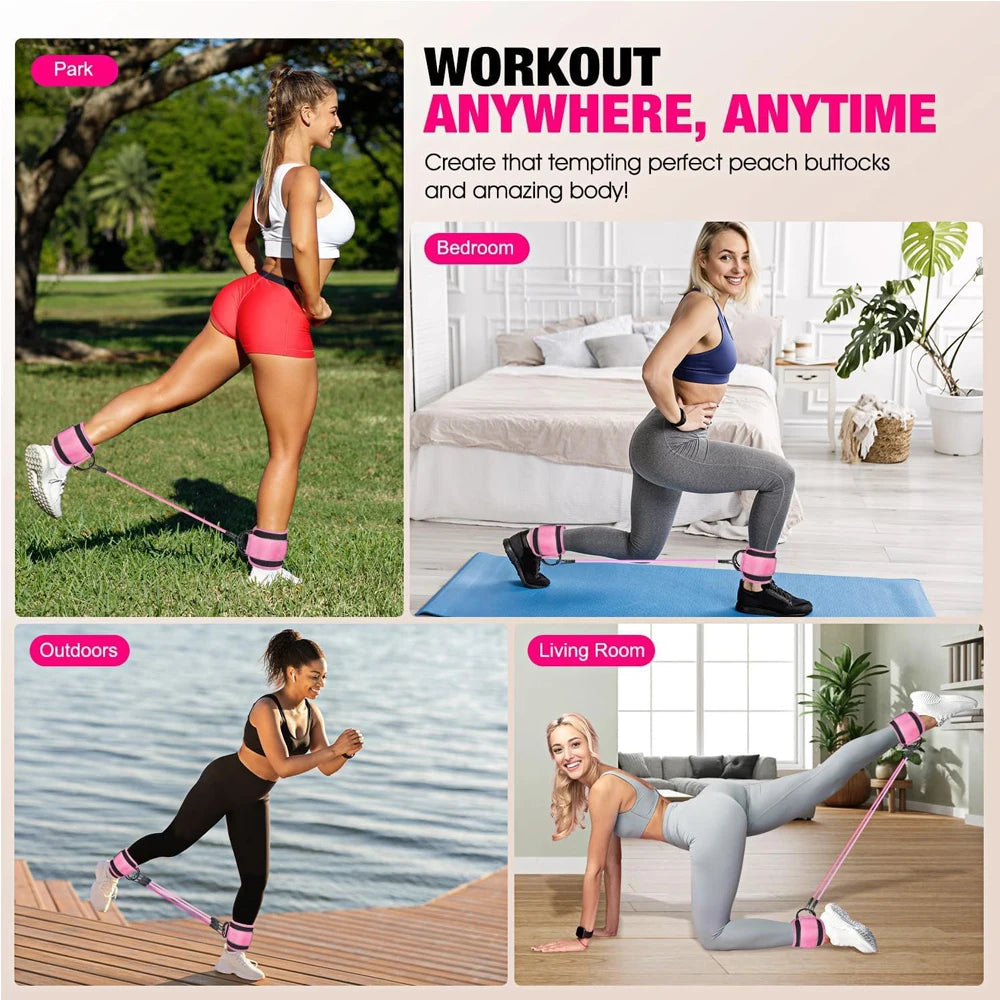 Ankle Resistance Bands With Cuffs For Women & Men,Adjustable Leg Workout Bands For Kickbacks, Booty Lift For Home Gym