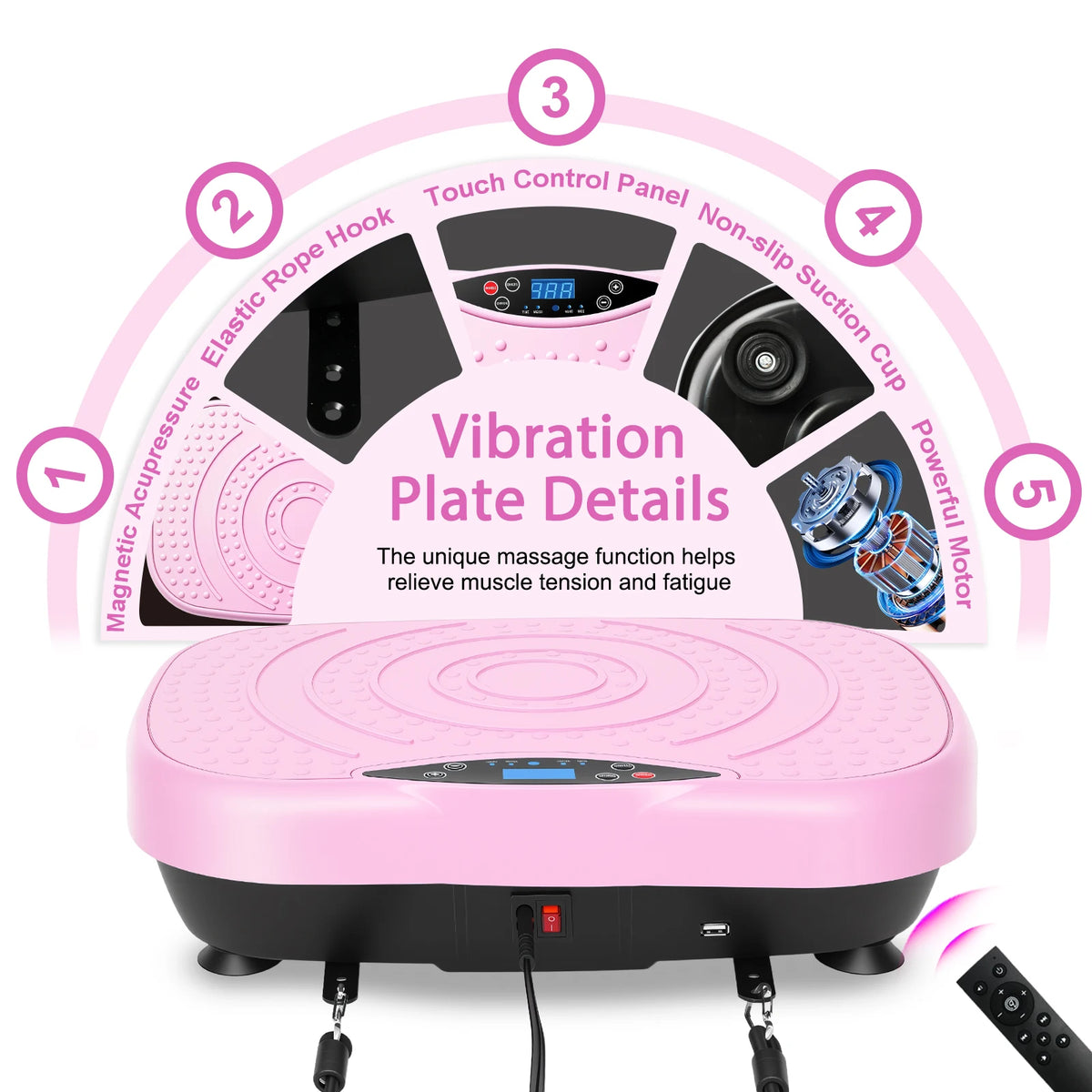 Portable Vibration Plate With Resistance Bands for Full Body Workout