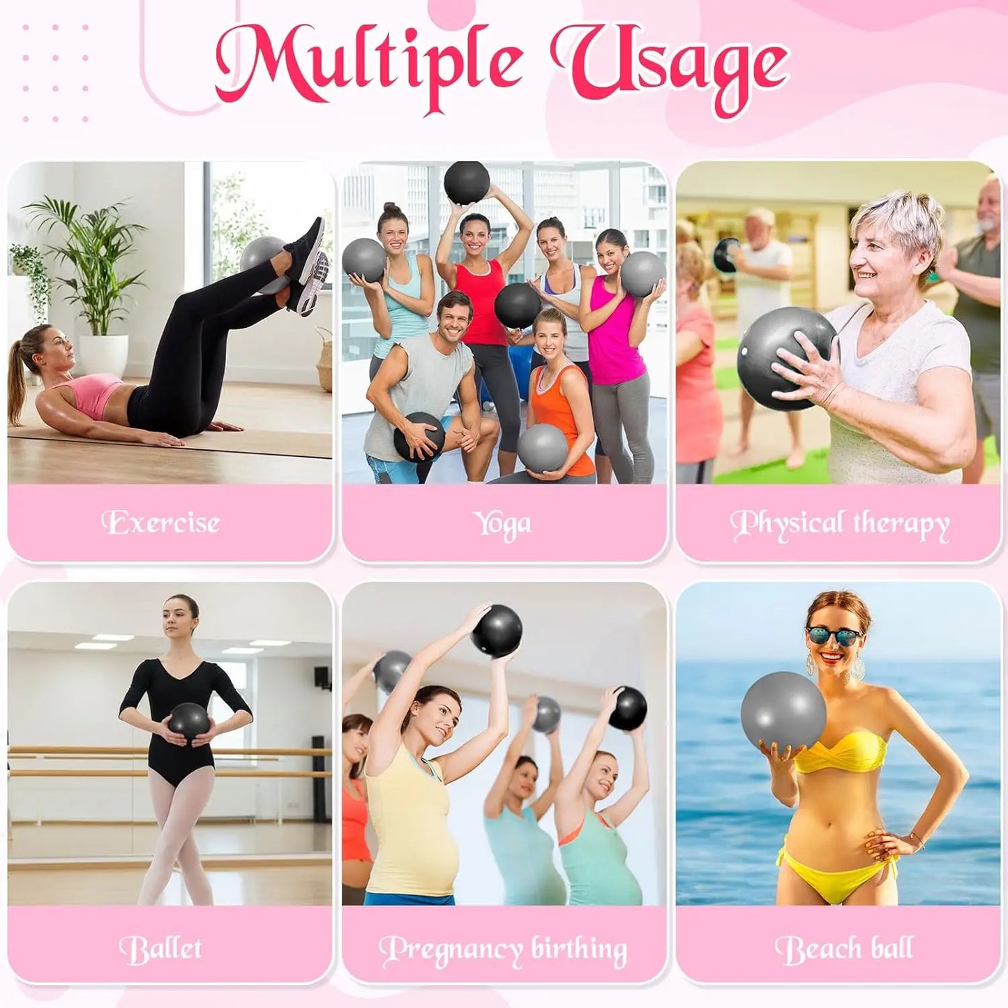 40 Pieces 9 Inch Exercise Pilates Yoga Ball Therapy Ball for Yoga Stability Barre Training Stretching