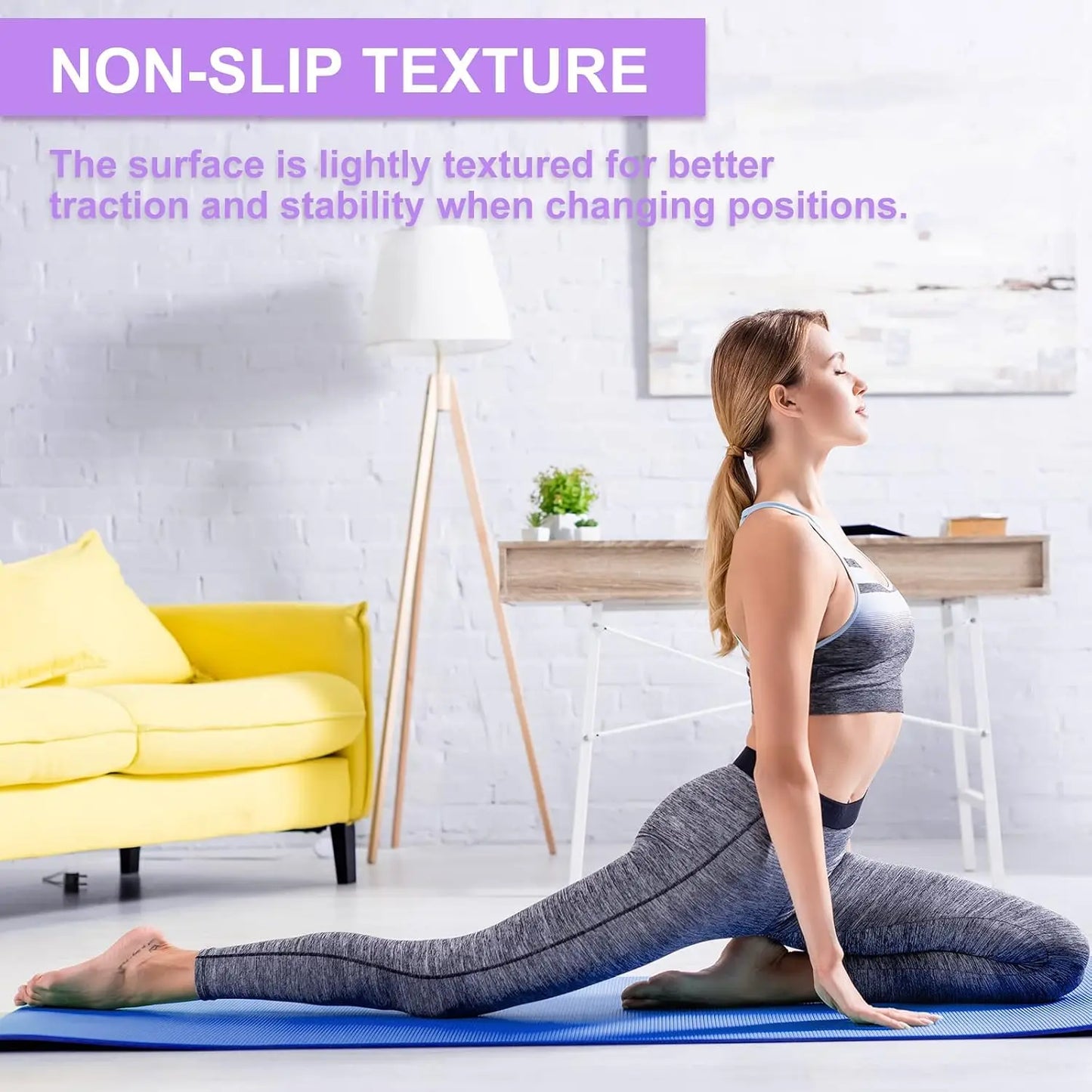 3 mm Thin Yoga Mats Lightweight PVC Exercise Mats Non Slip Workout Fitness Pads for Yoga Pilates Stretching Classes Gym Home Studio, Easy to Clean