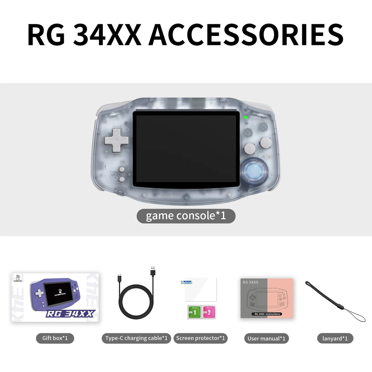 Anbernic RG34XX Retro Handheld Game Consoles Linux 64-bit 3.4-inch IPS 720*480 Screen H700 Quad-core 3500mAh RG 34XX Portable Gaming Console Streaming WiFi Bluetooth HD TV Output
