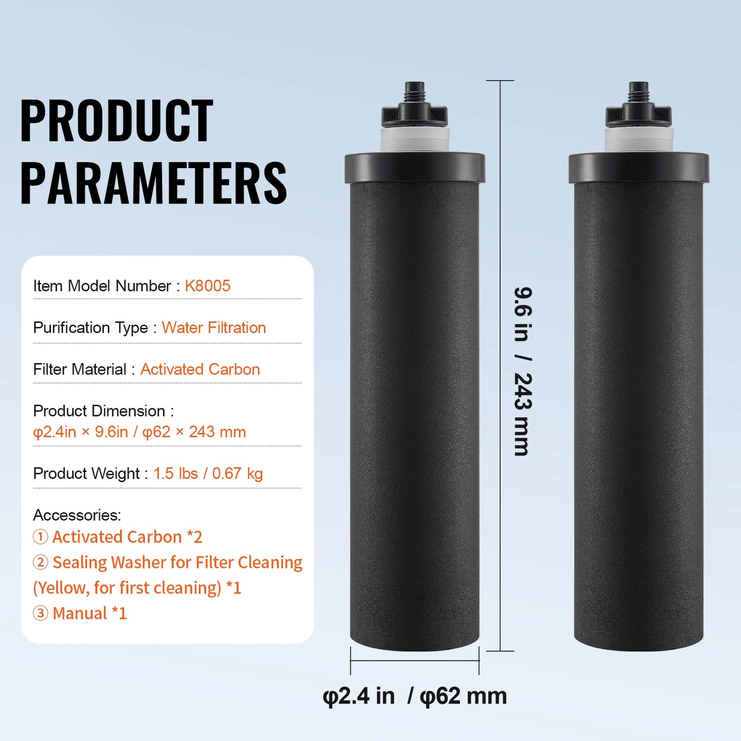 SucceBuy Water Filters Replacement Purification Elements Replacement Filters Gravity Water Filter System Compatible w Most Brand