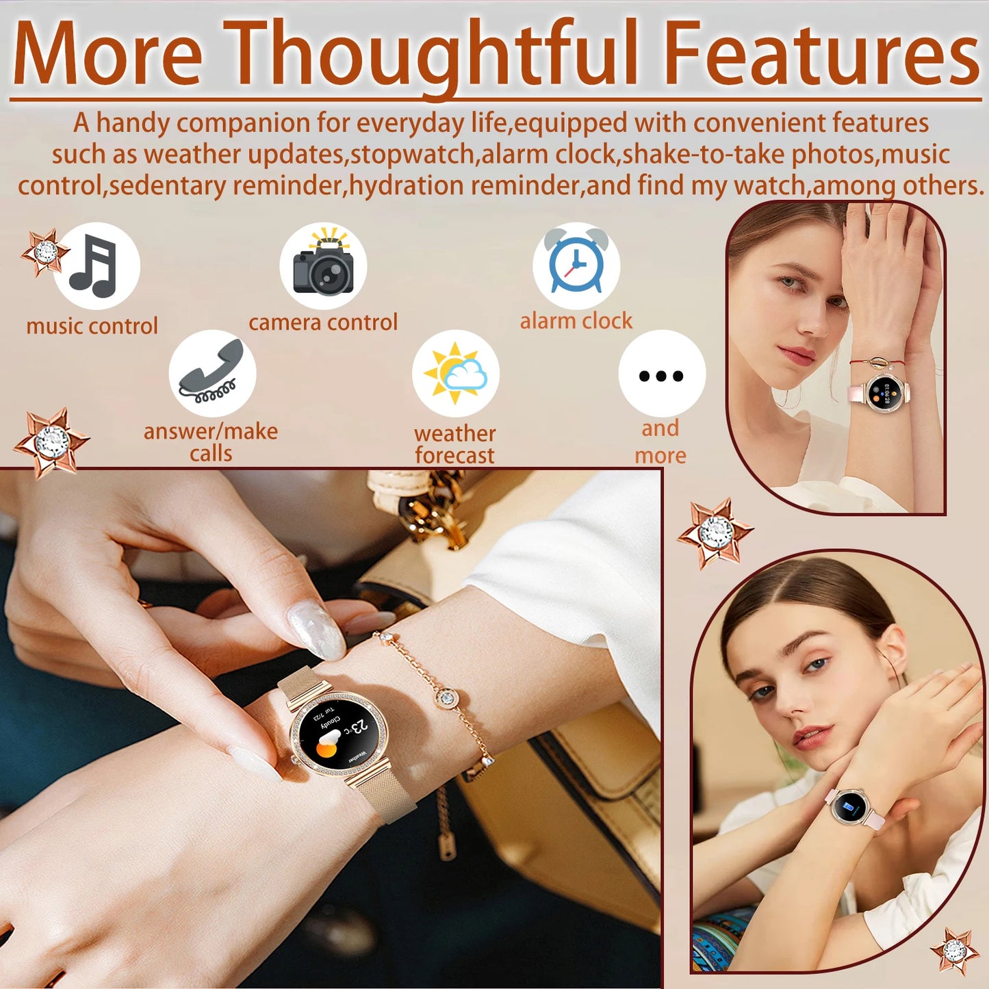 INNOFOVO Women Smartwatch Touchscreen With Bluetooth Five Point Oh