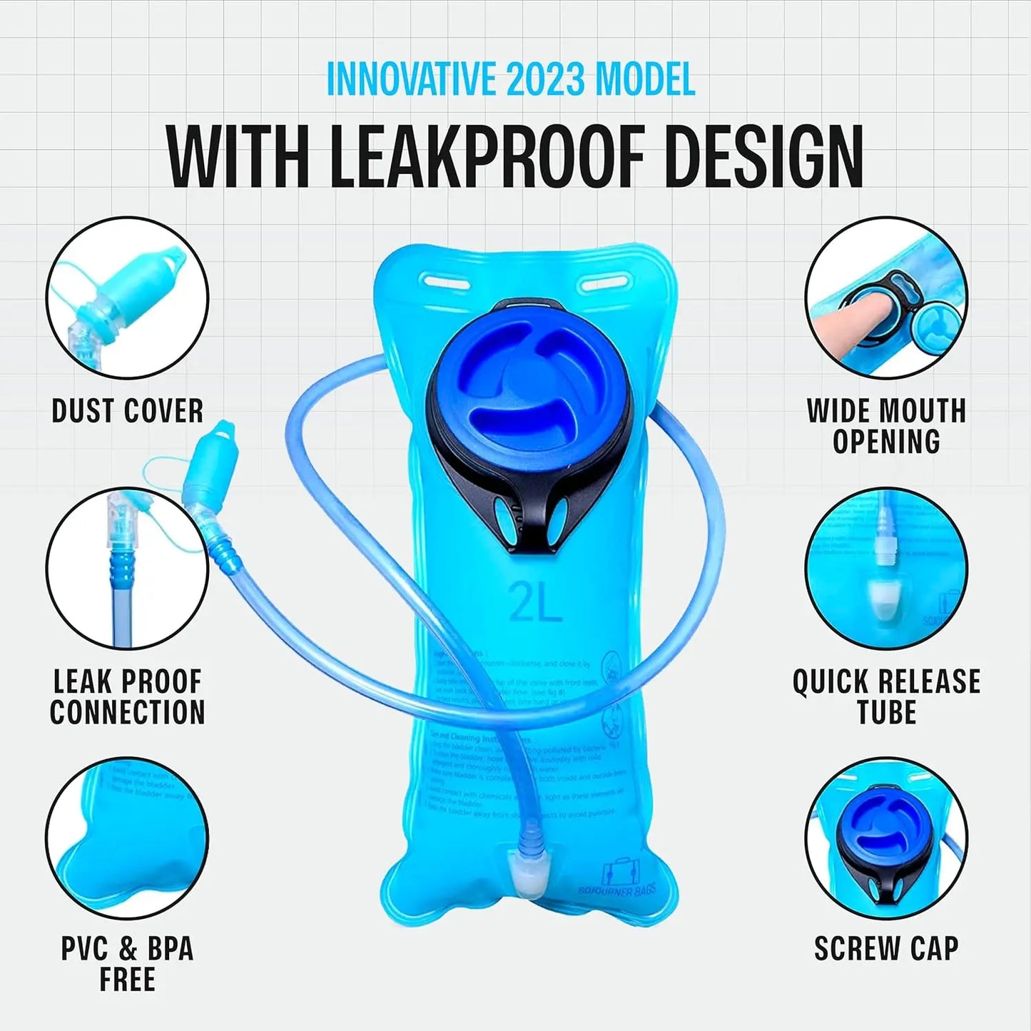 Hydration Backpack With 2L Bladder Leak Proof For Hiking Running Festivals