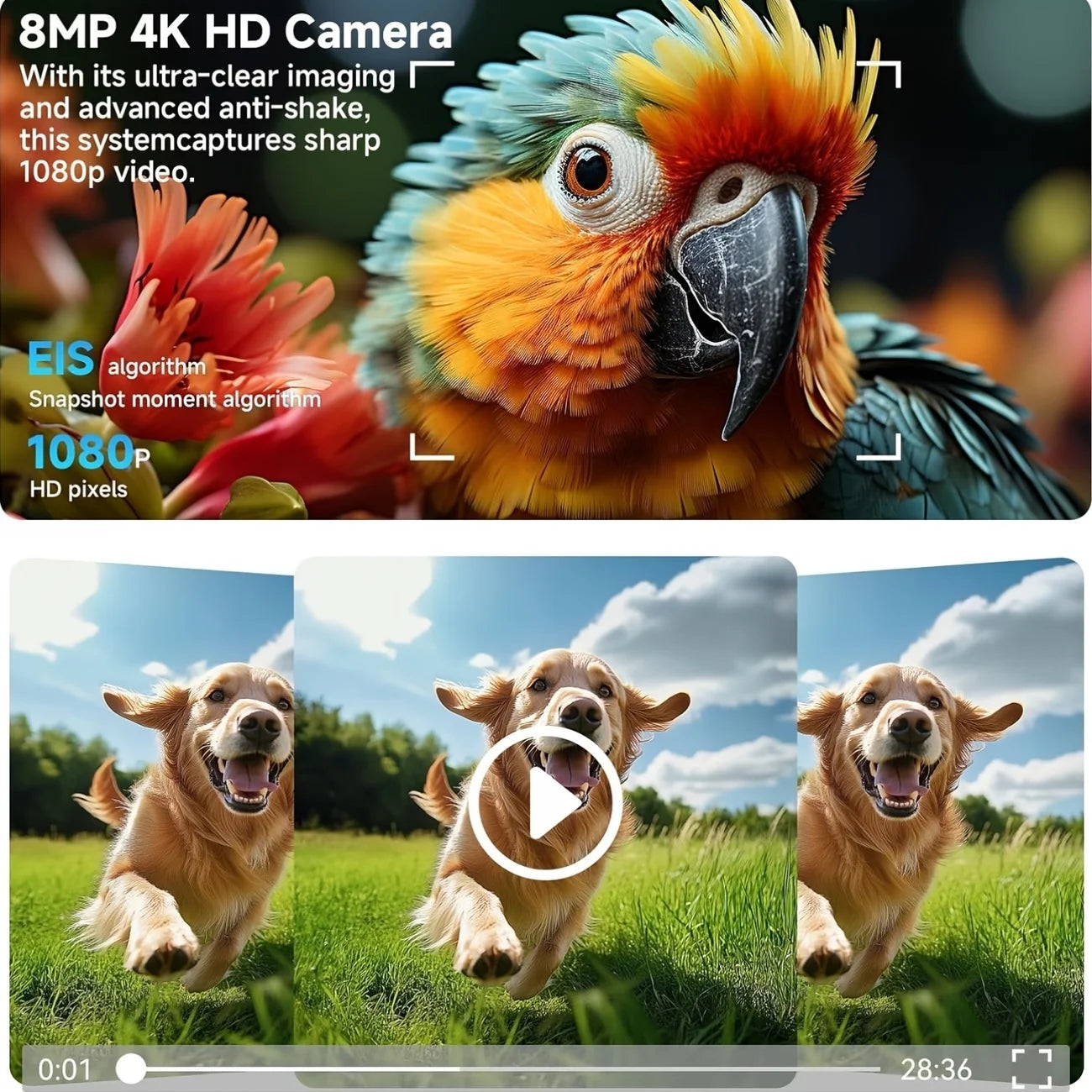 AI Smart Video Glasses, equipped with an 8-megapixel camera, supporting 4K HD video recording, wireless calling and music