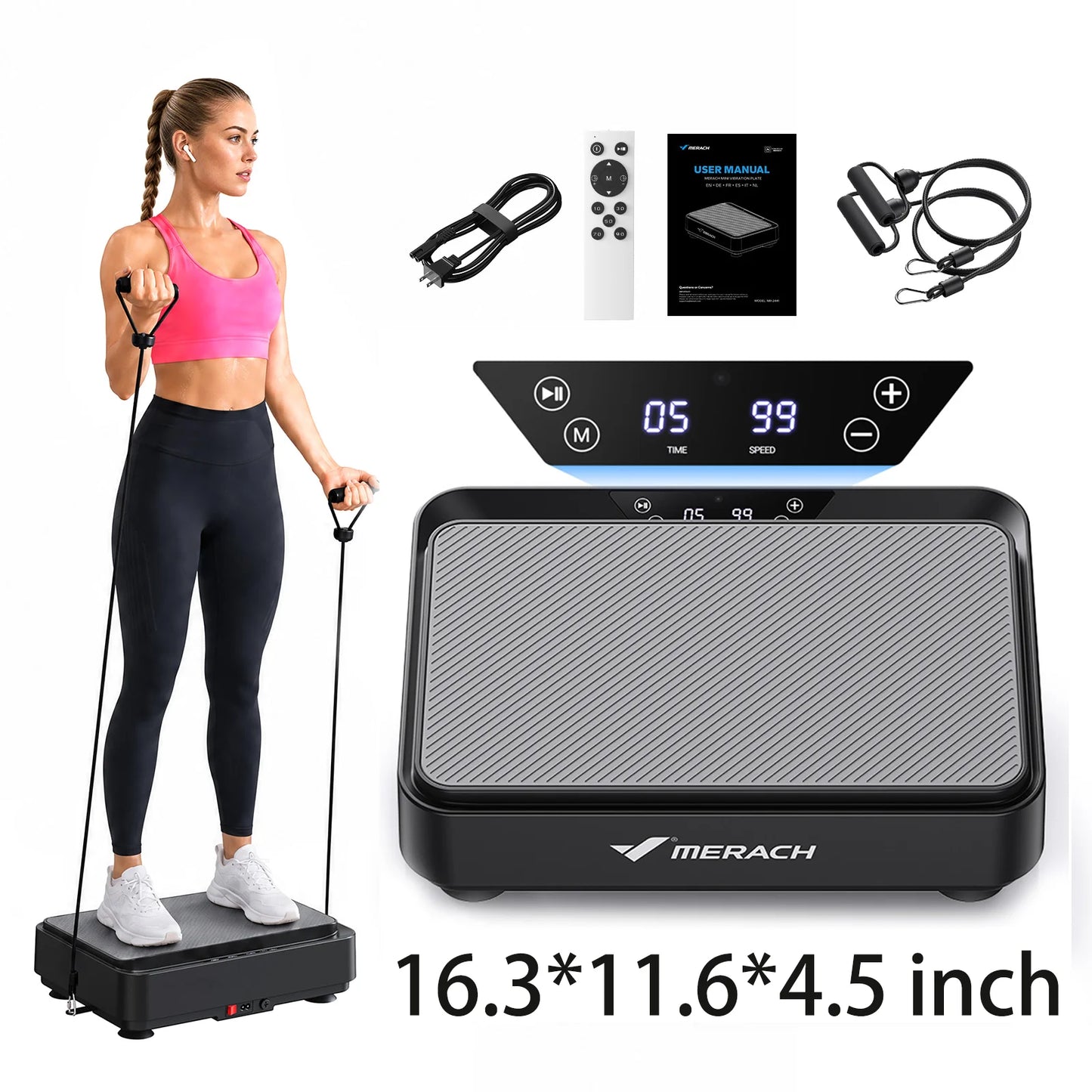 MERACH Vibration Plate Exercise Machine for Adults Fat Burning Weight Loss Muscle Toning Yoga Home Gym Equipment Office Dorm Room