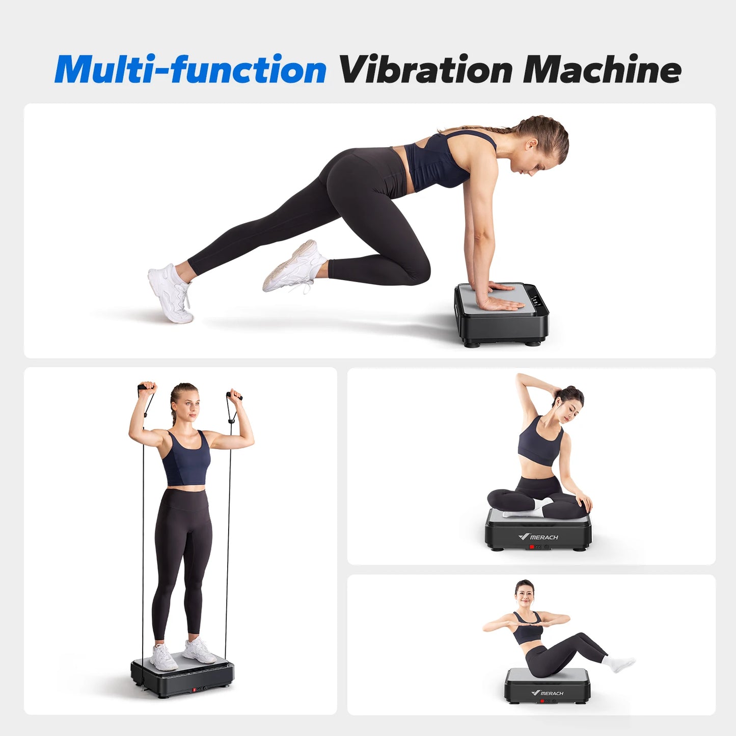 MERACH Vibration Plate Exercise Machine for Adults Fat Burning Weight Loss Muscle Toning Yoga Home Gym Equipment Office Dorm Room