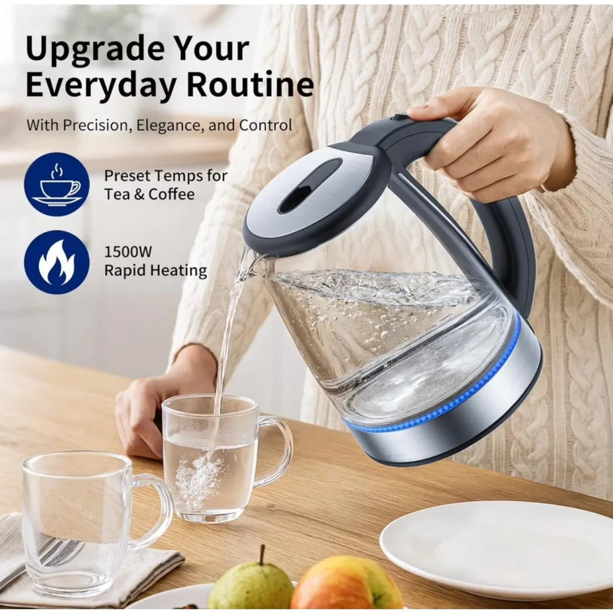Glass Electric Kettle With Fast Boil And LED Auto Shutoff