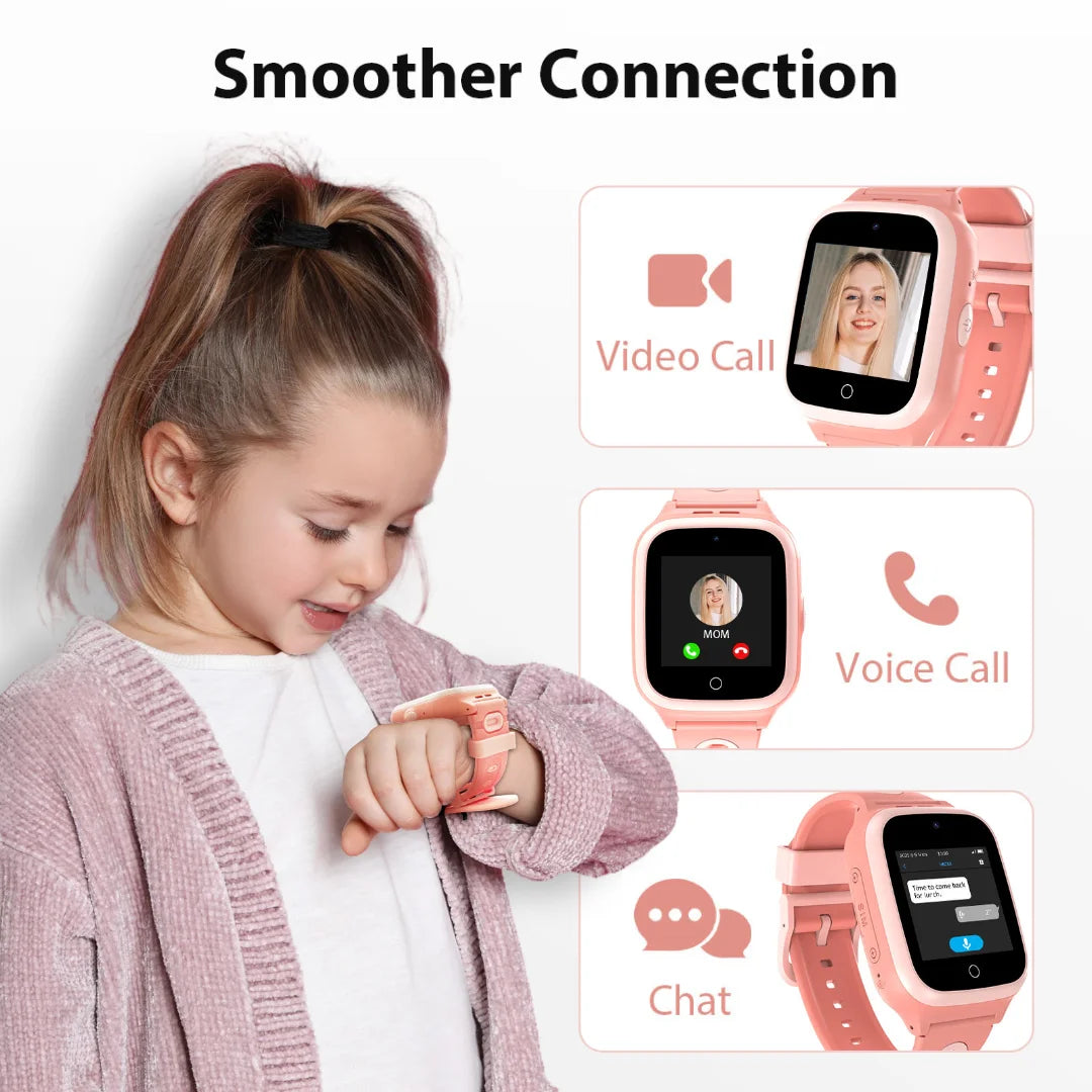 4G Kids Smartwatch With GPS Voice Chat VideoCall SIM Card