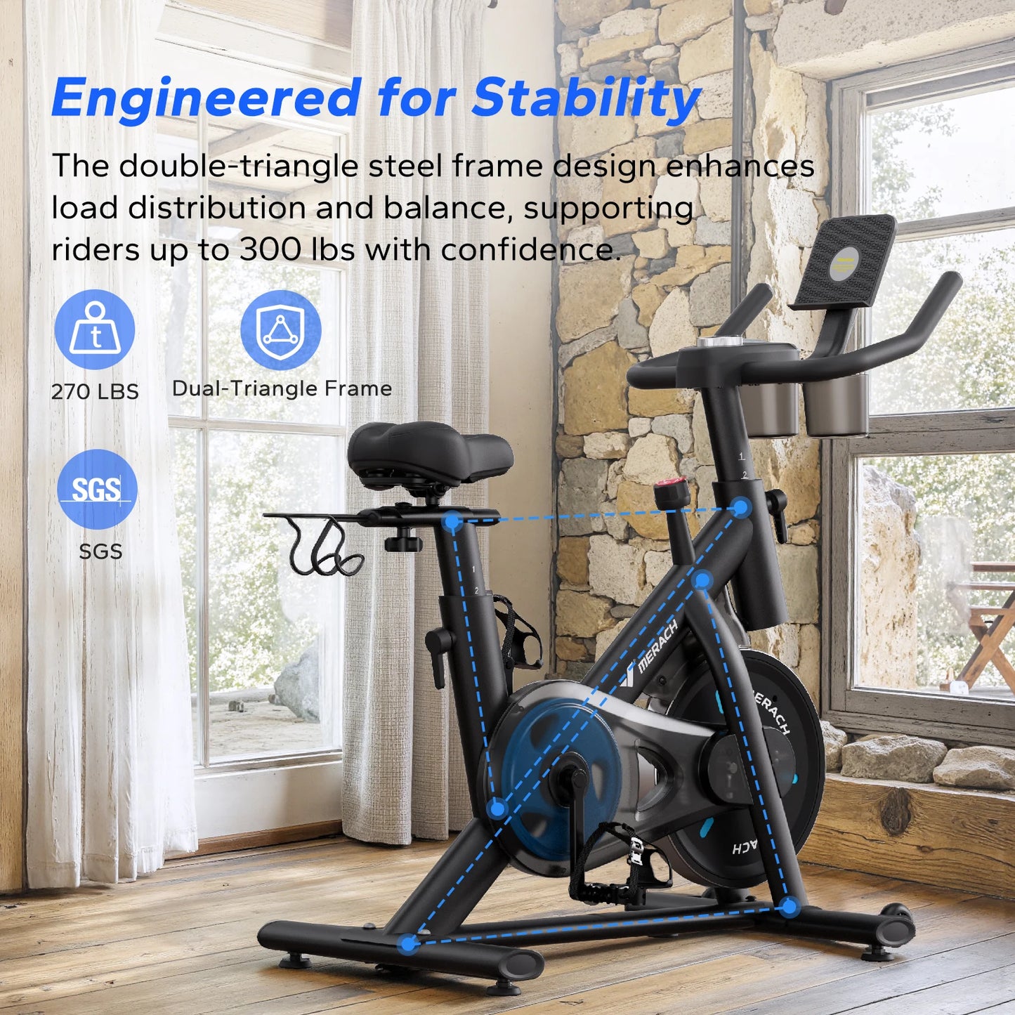 MERACH Magnetic Stationary Bike With App Training Courses