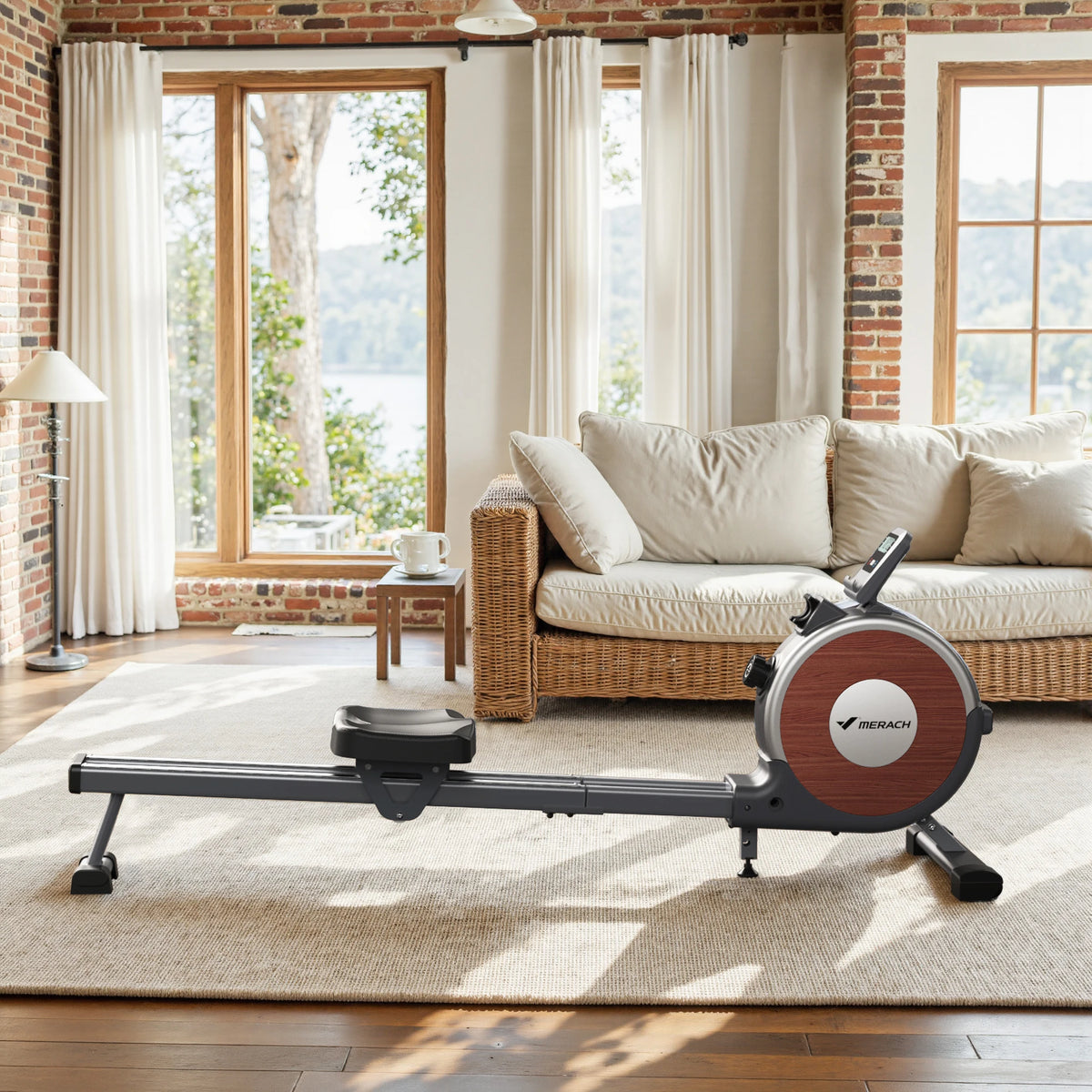 Merach Magnetic Rowing Machine With Dual Slide Rail And Bluetooth Monitor