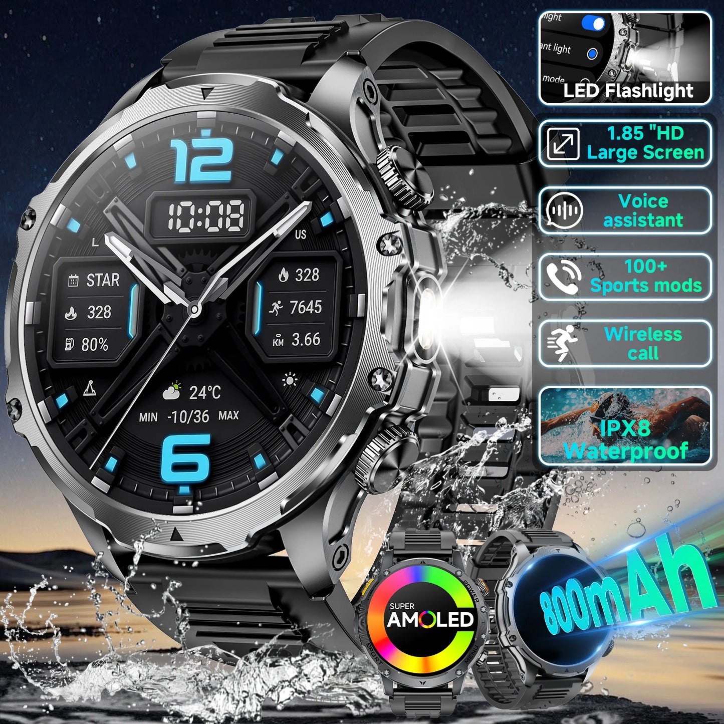 Men's Military Smart Watch With Bluetooth Calling