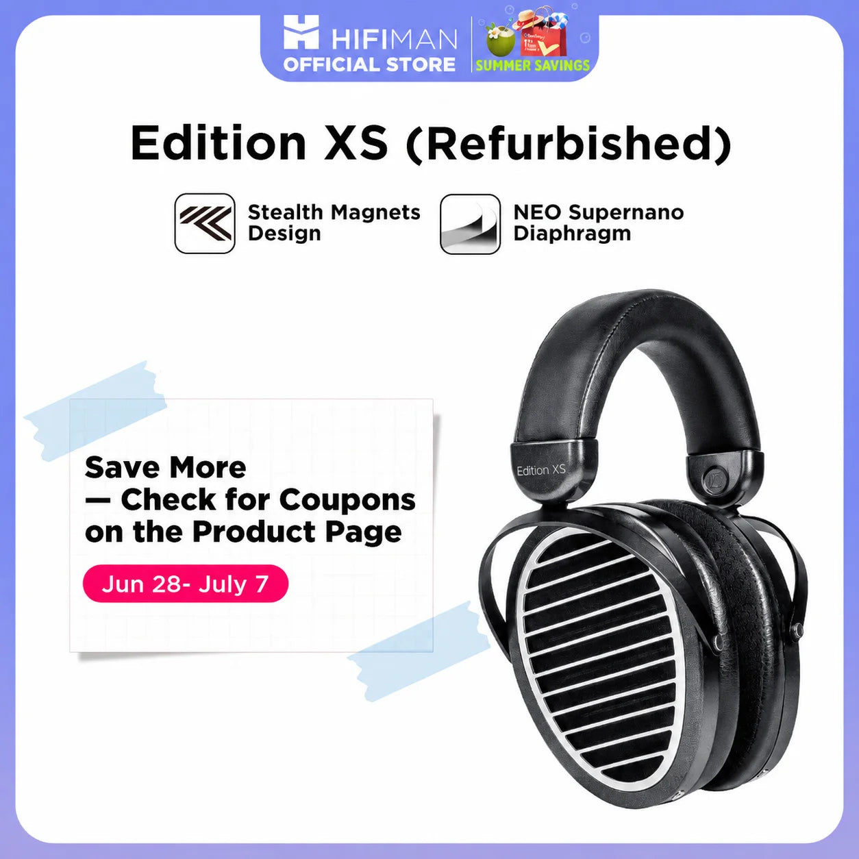 Refurbished HIFIMAN Edition XS Open Back Planar Magnetic Headphones