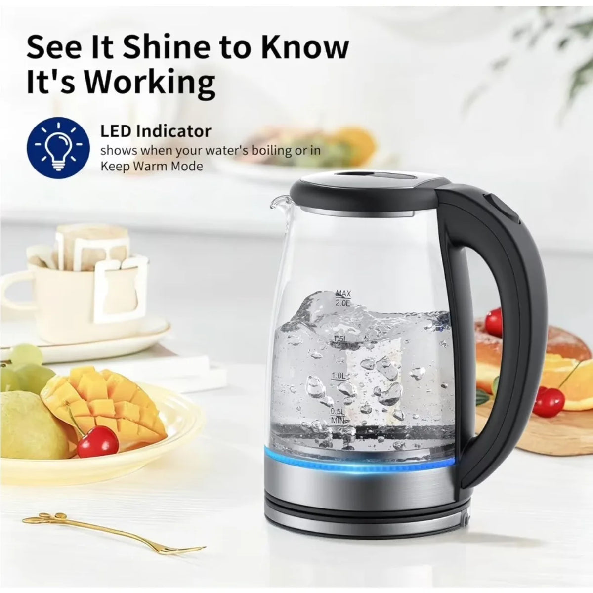 Glass Electric Kettle With Fast Boil And LED Auto Shutoff