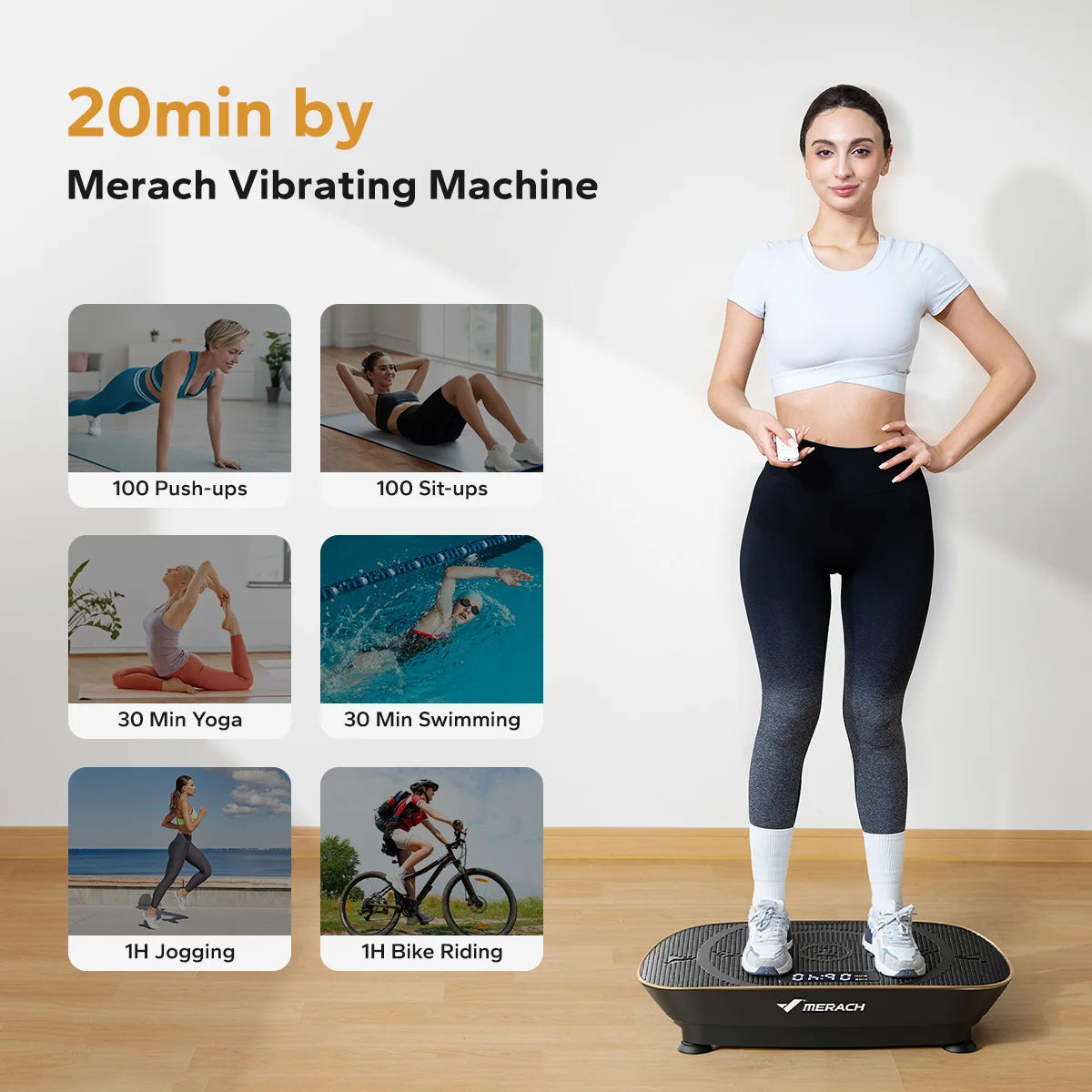 MERACH Vibration Plate Exercise Machine Whole Body Workout Power Vibrate Fitness Platform Vibration Weight Loss&Shaping