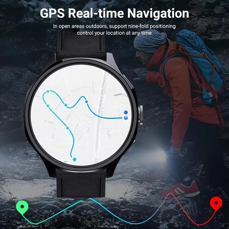 Android 4G SIM Smartwatch, Large 1.73-inch AMOLED Display, 3 GB RAM + 32 GB Storage for Men and Women, Rotating Camera, Wi-fi, GPS, 800 MAh Battery, Activity Tracker