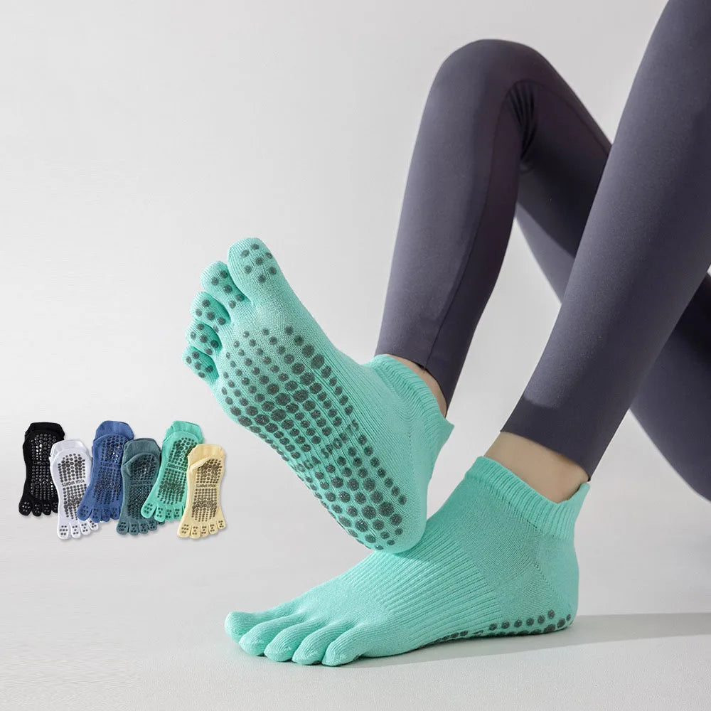 Full Toe Yoga Socks Women Non Slip Five Toes Pilates