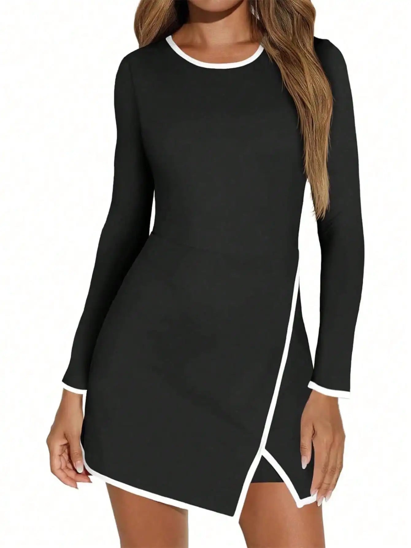 Women's High Stretch Party Dress Long Sleeve Built-In Bra Pockets Athletic Stretchy Fabric Gym Court  beach dress