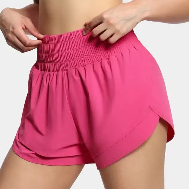 THE GYM PEOPLE Women's High Waisted Mesh Lined Running Shorts