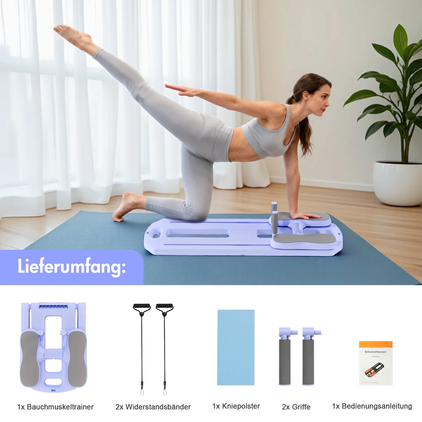 Foldable Pilates Ab Board 5-in-1 Core Training Slab Board Abdominal Exercise Fitness Equipment Multifunctional For Home Office