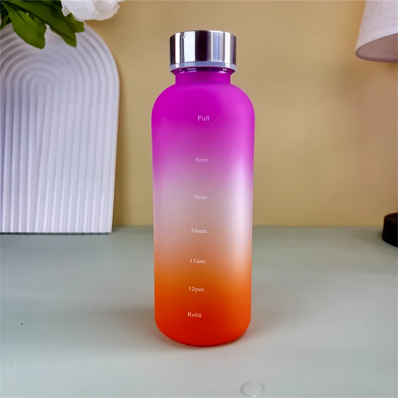 Time Marker Water Bottle Eco Friendly BPA Free Frosted Plastic