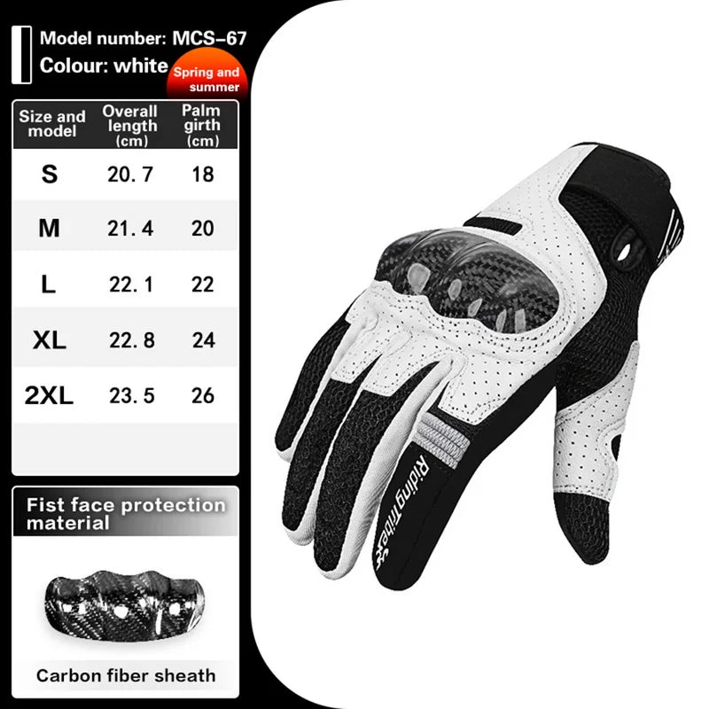 Leather Motorcycle Gloves With Carbon Fiber Shell For Riding