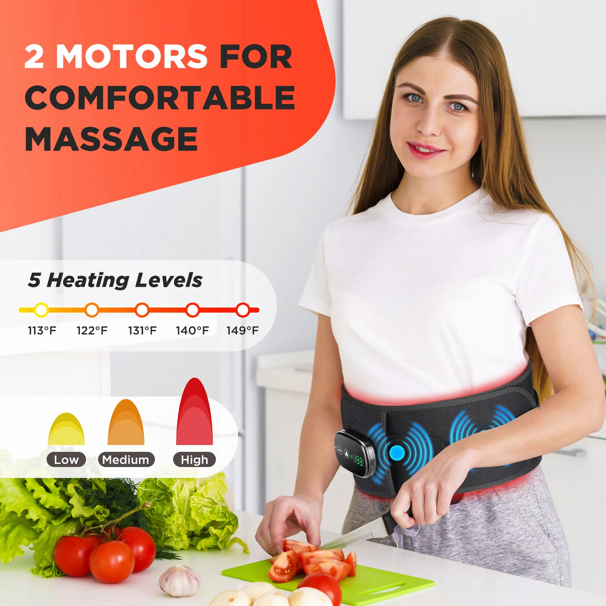 Hailicare Heated Lumbar Support Belt With Vibration Massage