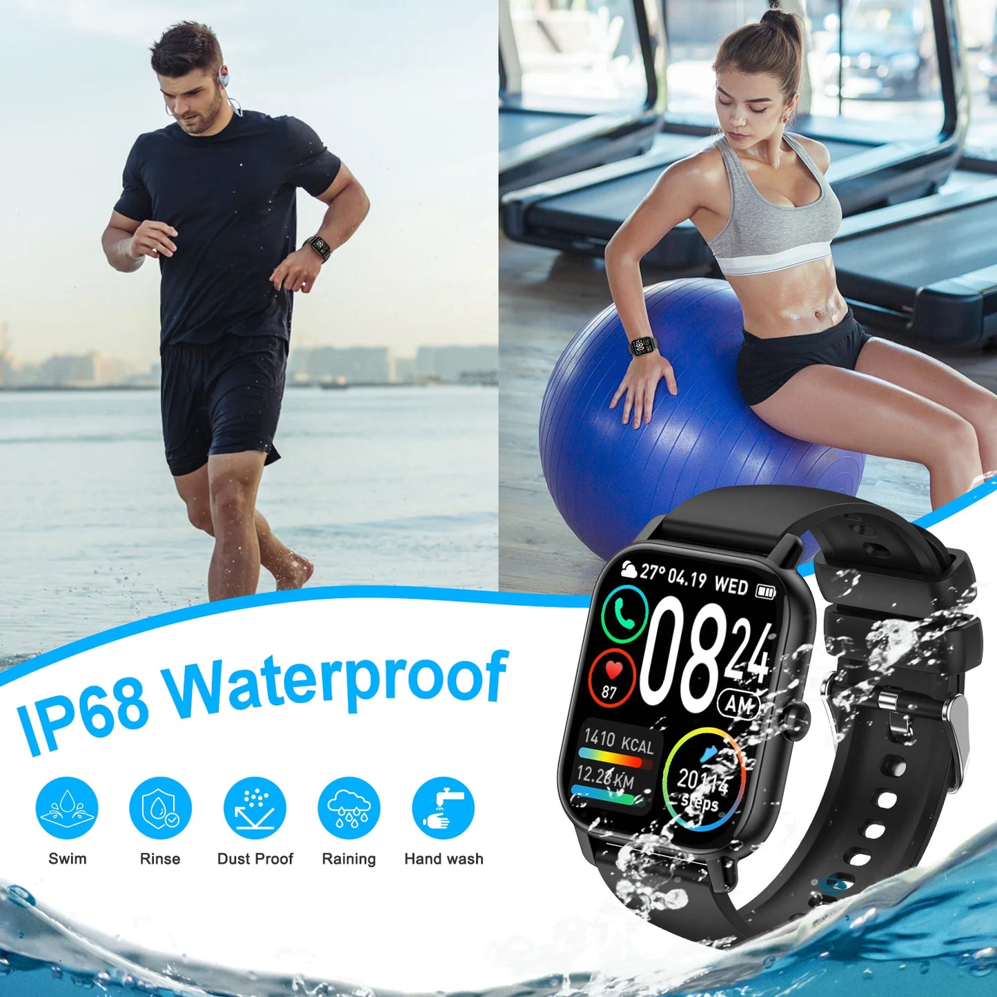LaNikar P66D Smart Watch Health Monitoring Bluetooth Fitness Tracker