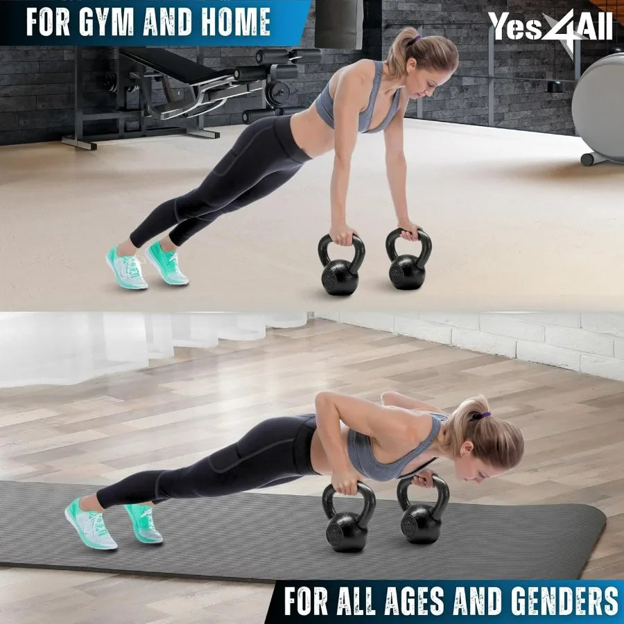 LISM Cast Iron Kettlebell Set For Strength Training Wide Handles