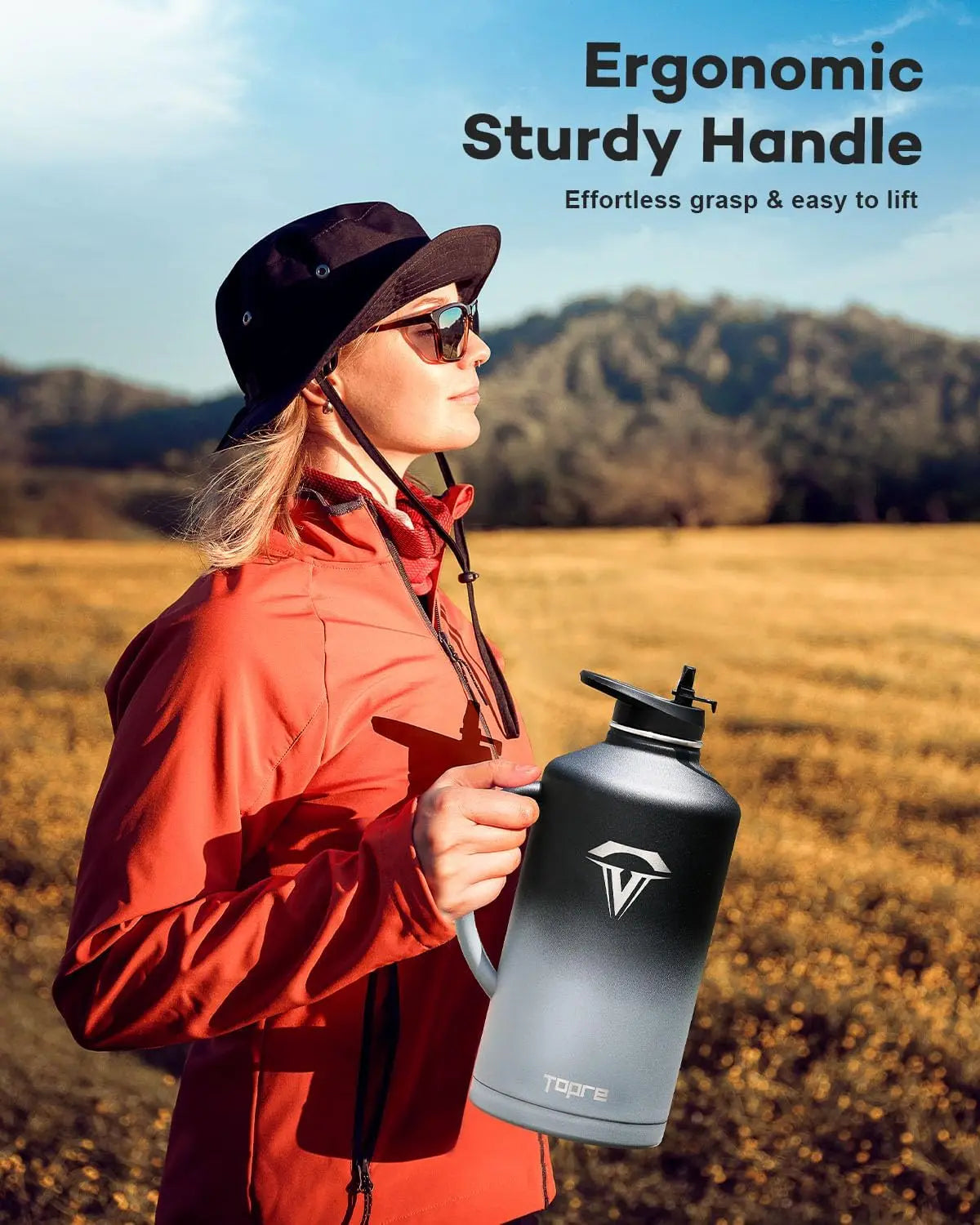 Heavy-Duty 1 Gallon Stainless Steel Water Bottle with Straw, Lid, and Handle, 128oz Insulated Travel Jug, Leakproof Metal Flask,