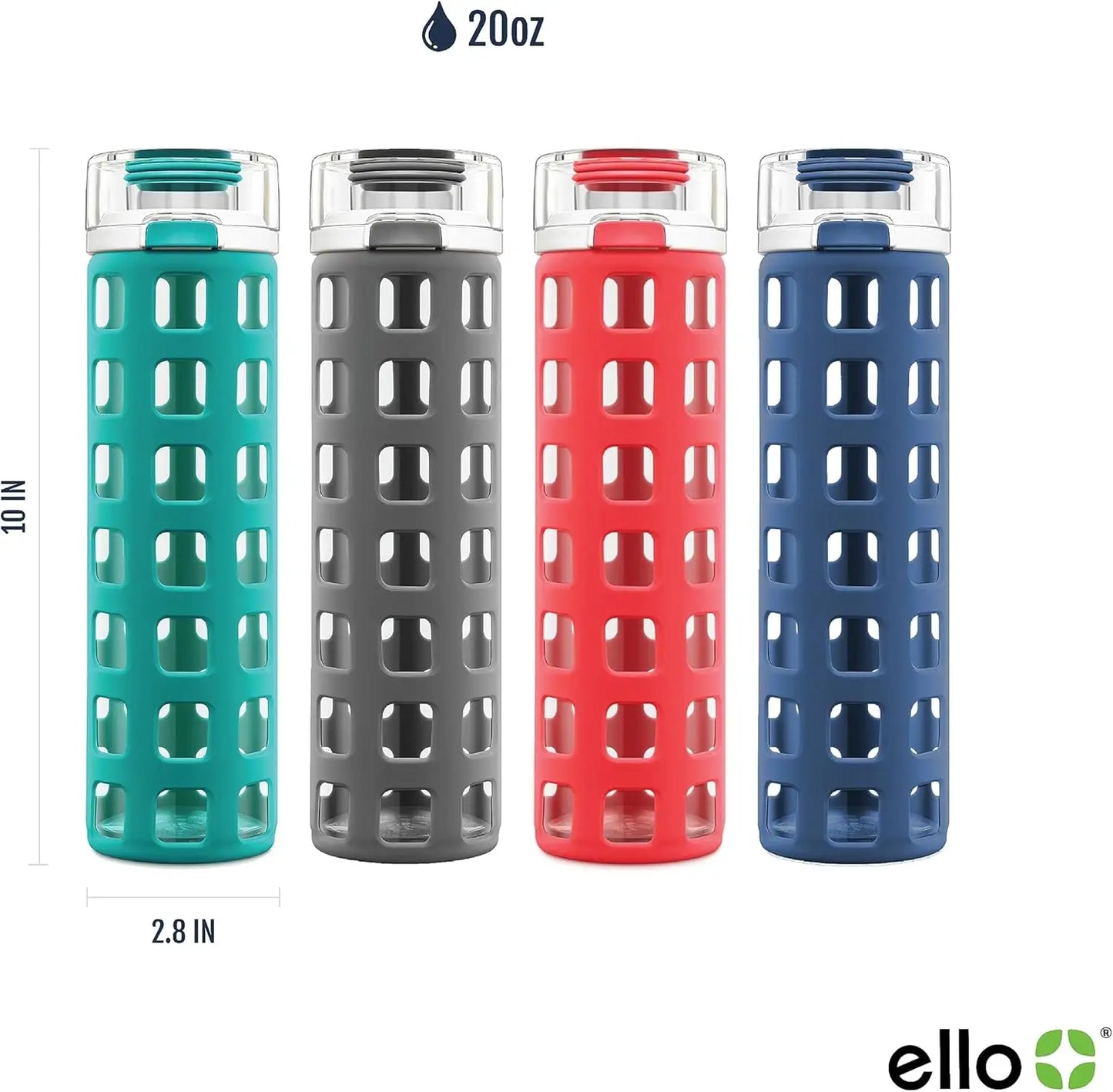 Reusable Glass Water Bottle With One Touch Leak Proof Lid