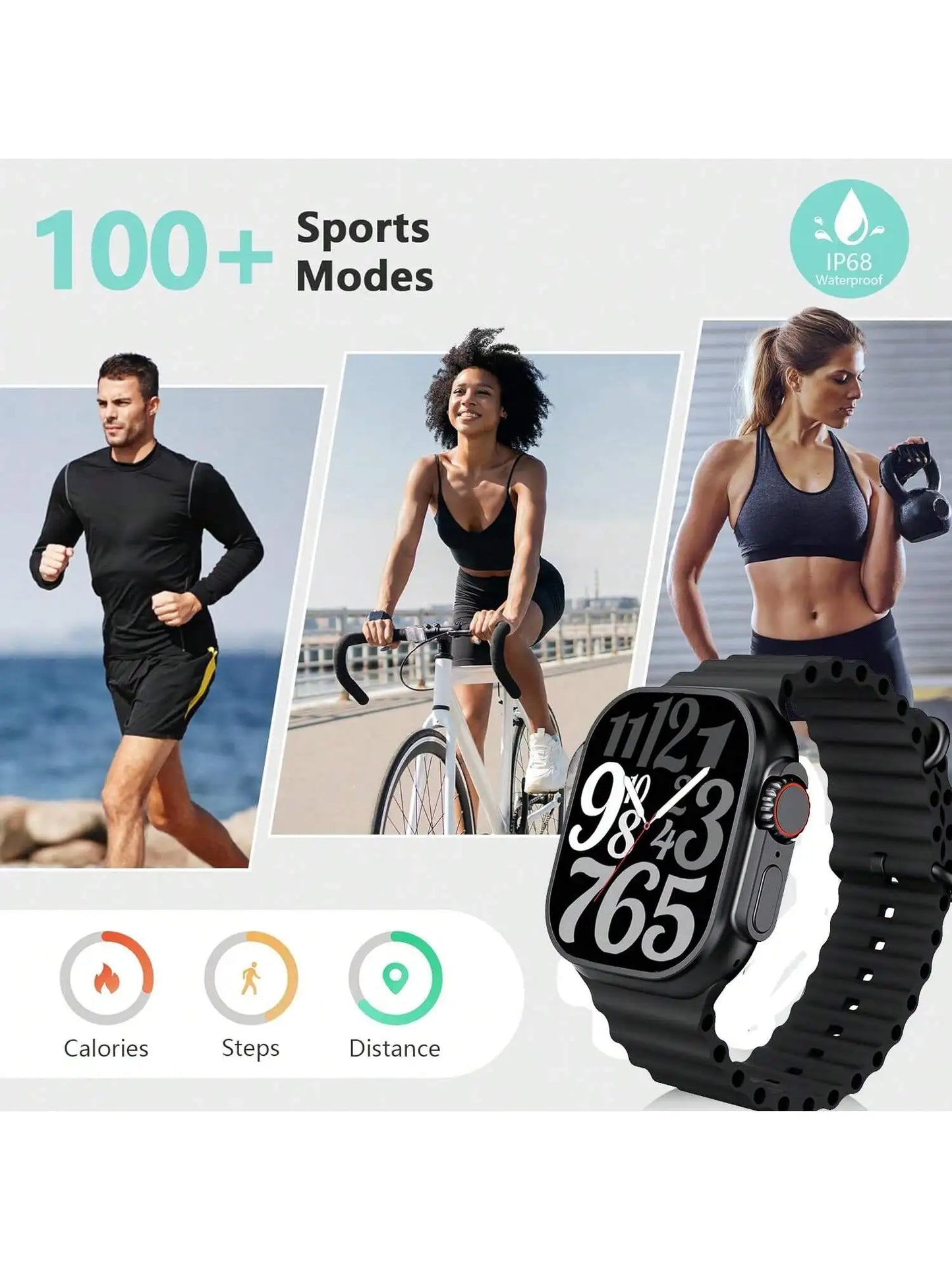 Hiwear Plus Smartwatch With Case And 7 Bands For Men And Women Bluetooth Calling