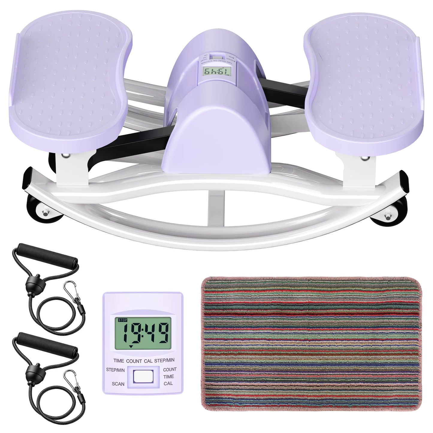 Swing Stepper Machine Intelligent Non-Slip For Exercise Twist Stair Stepper Trainer Full Body Workout 220 lbs with Digital Display Resistance Bands & Floor Mat for Men & Women Fat Burning & Body Shaping