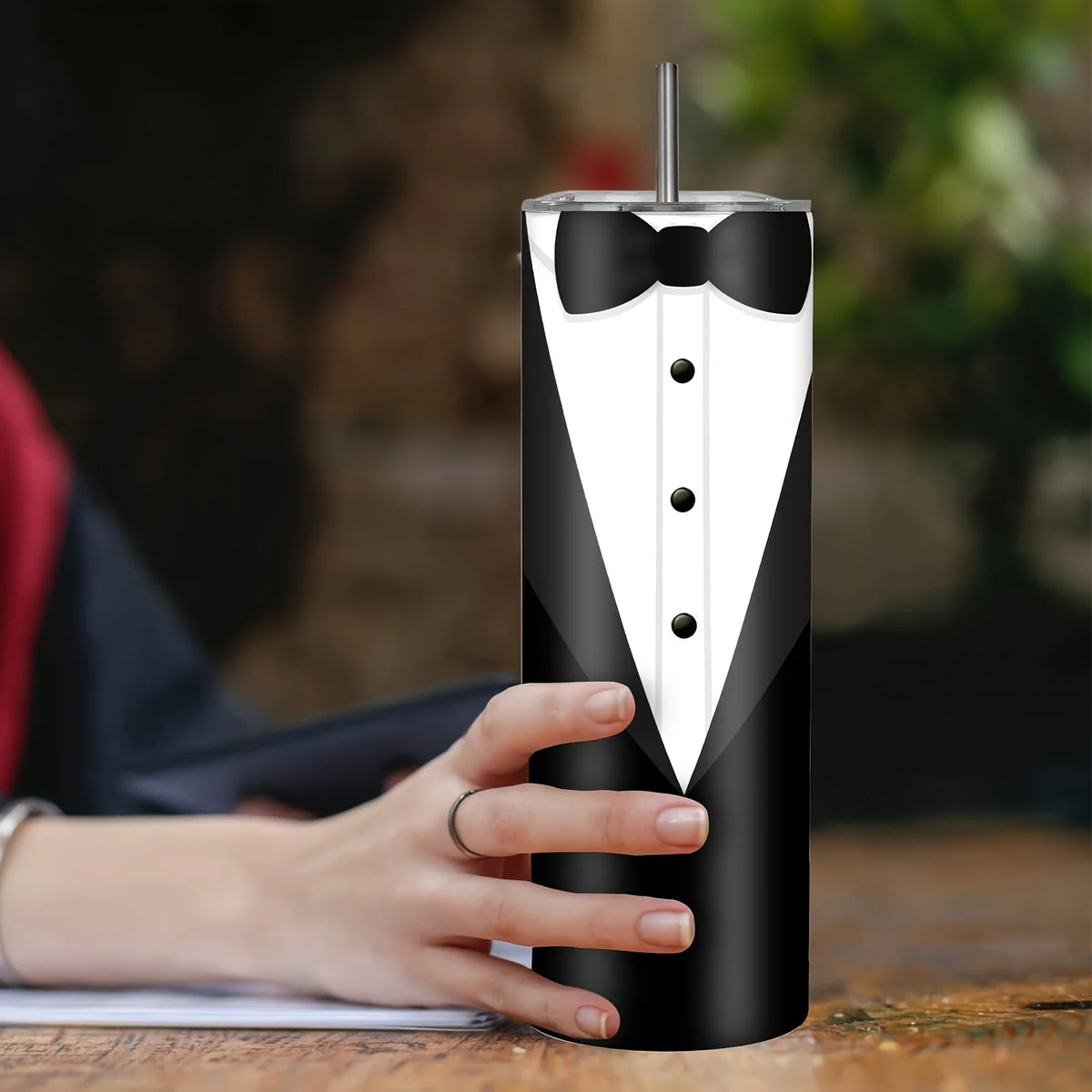 20oz Stainless Steel Water Bottle Set for Couples – Machine Washable,, Leak-Proof, Double-Wall Insulated Drink Tumblers - Perfect for Climbing, Outdoor Sports - Unique Bride Groom, Tuxedo, Wedding Dress Designs - Ideal for