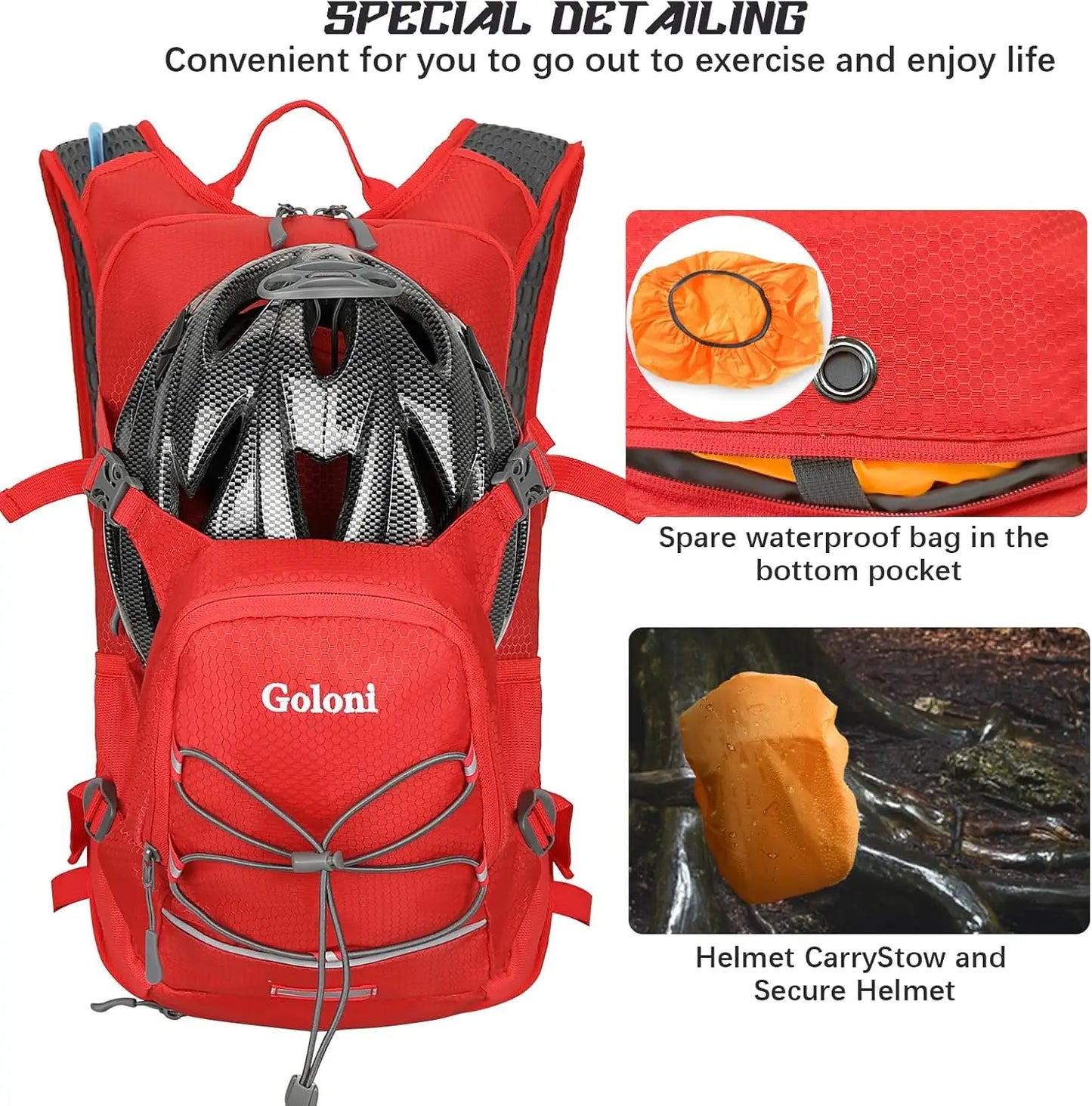 Hydration Backpack Leak Proof Bladder Lightweight For Hiking