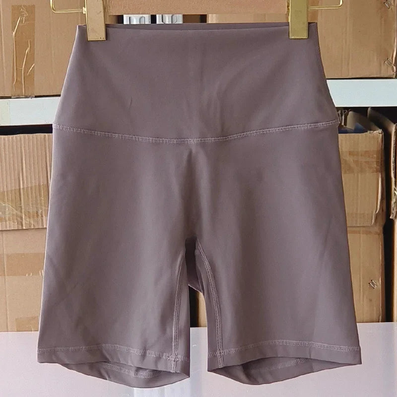SDFHSFH Women's High Waist Yoga Shorts Nylon Elastane