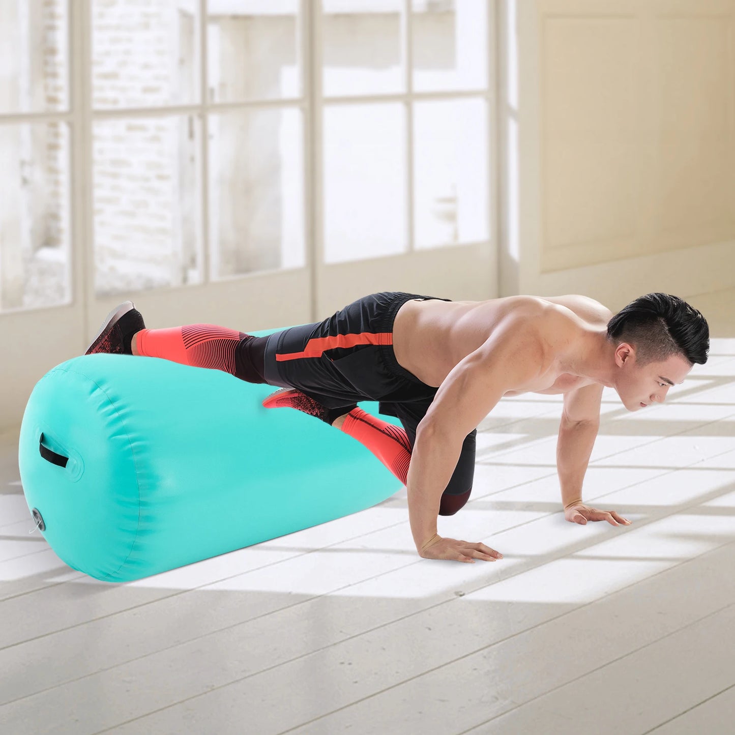 Gymnastics Air Roller, Inflatable Yoga Roller Balance Trainer with 600W Pump for Core Strength Yoga Gymnastics 39.4x23.6 inch